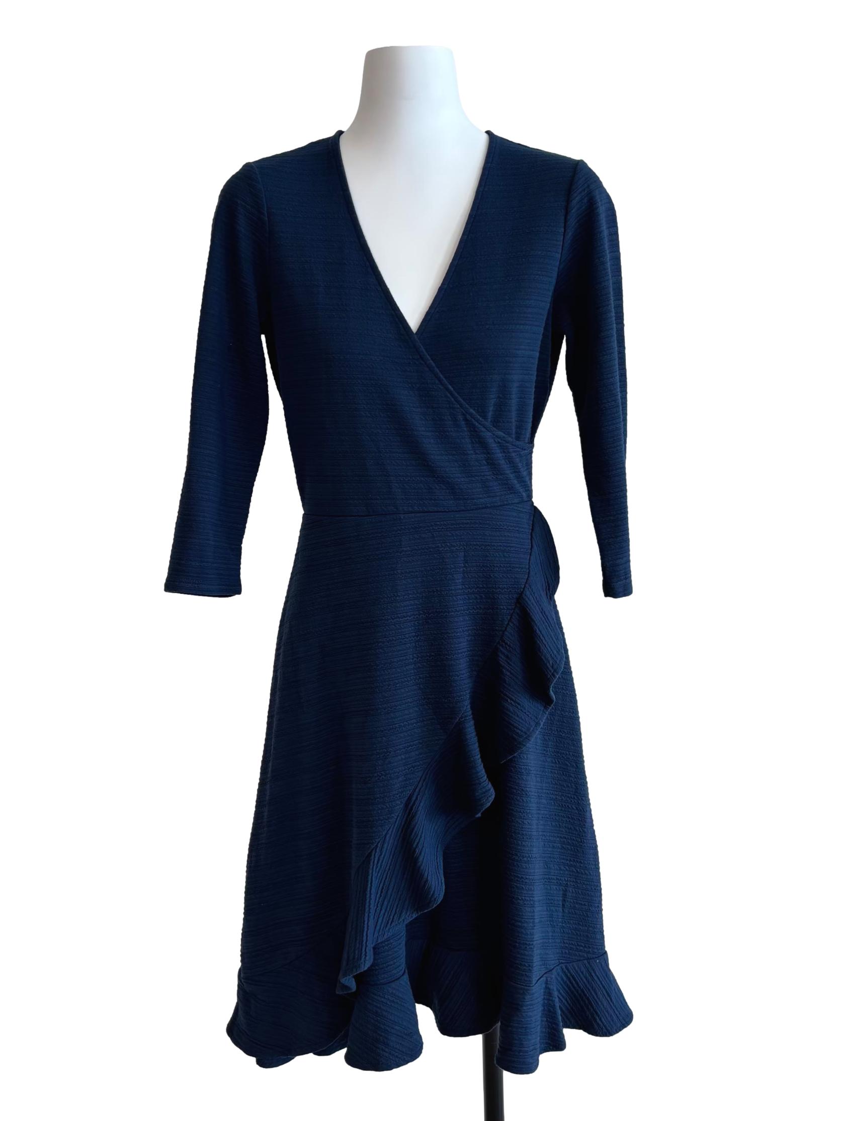 Blue Stripe Perfect Wrap Ruffle Hem Dress CSN