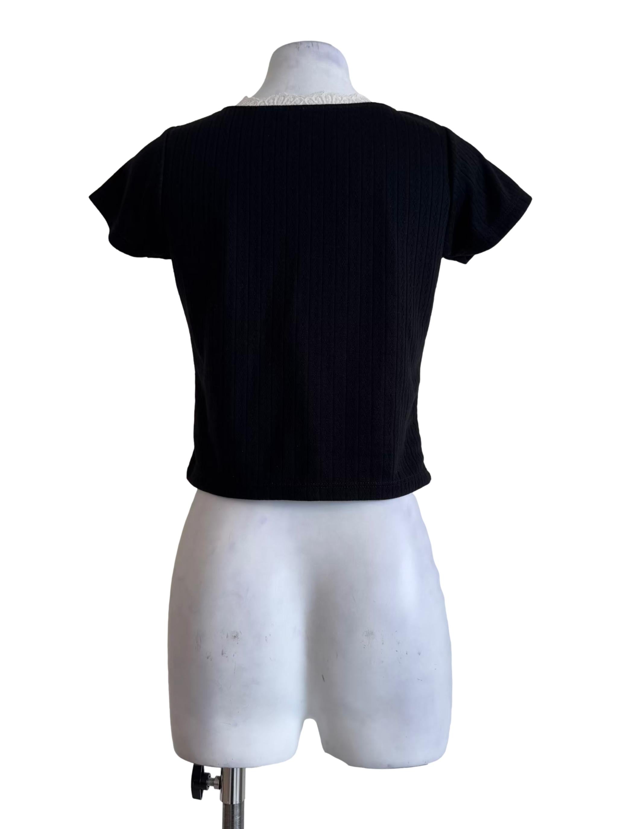 Black Lace Neck Top