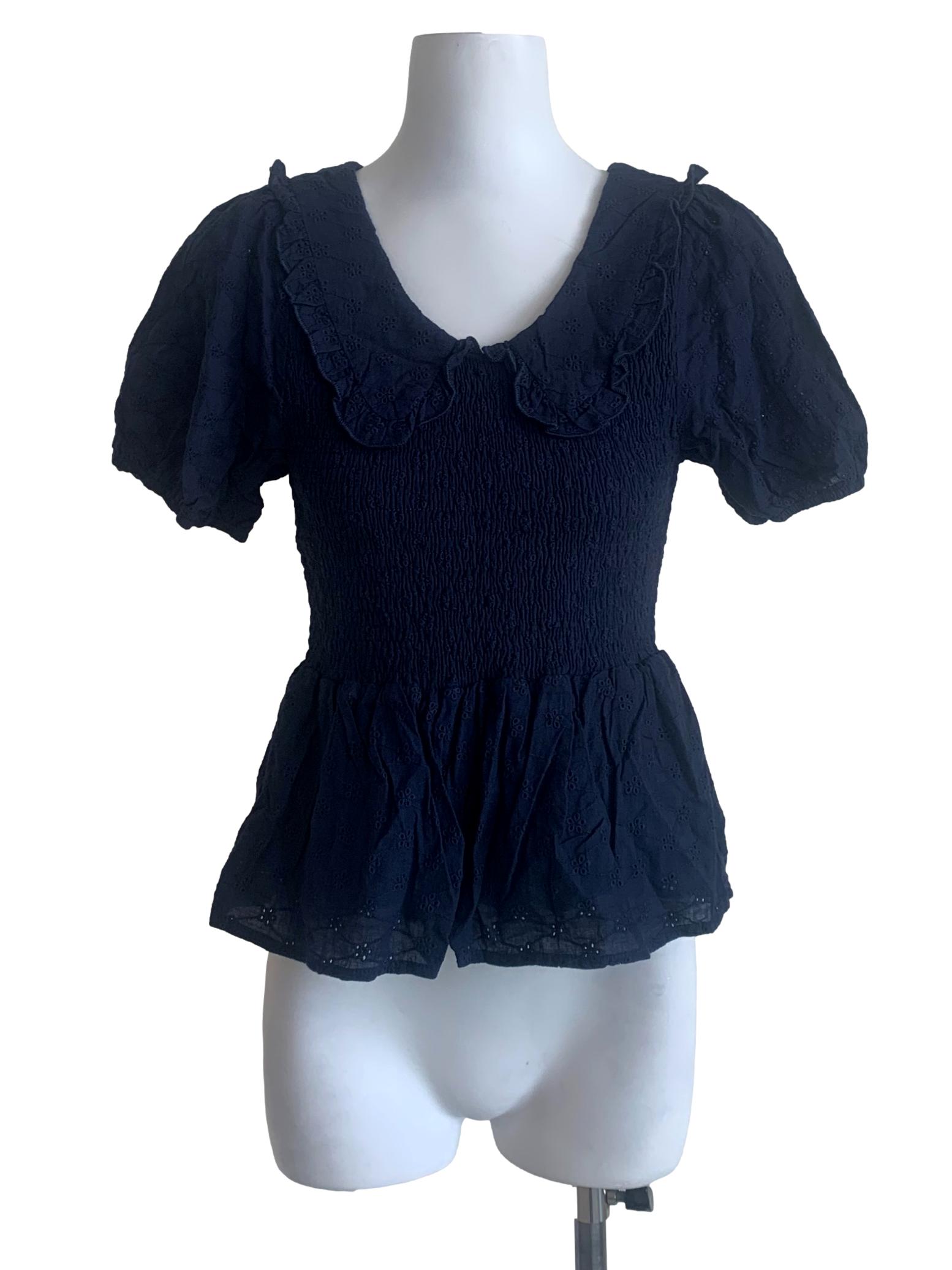 Berry Blue Peasant Top