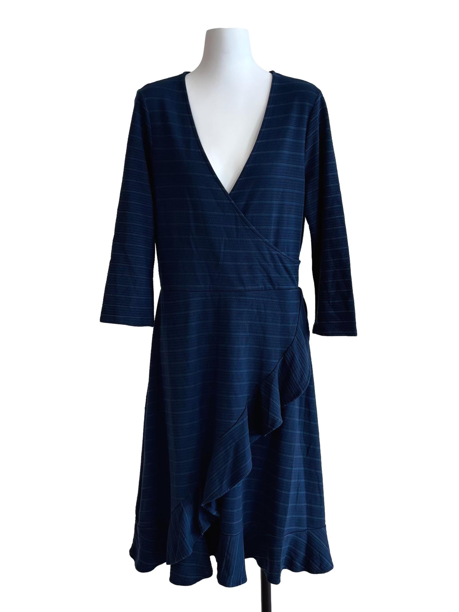 Blue Stripe Perfect Wrap Ruffle Hem Dress CSN