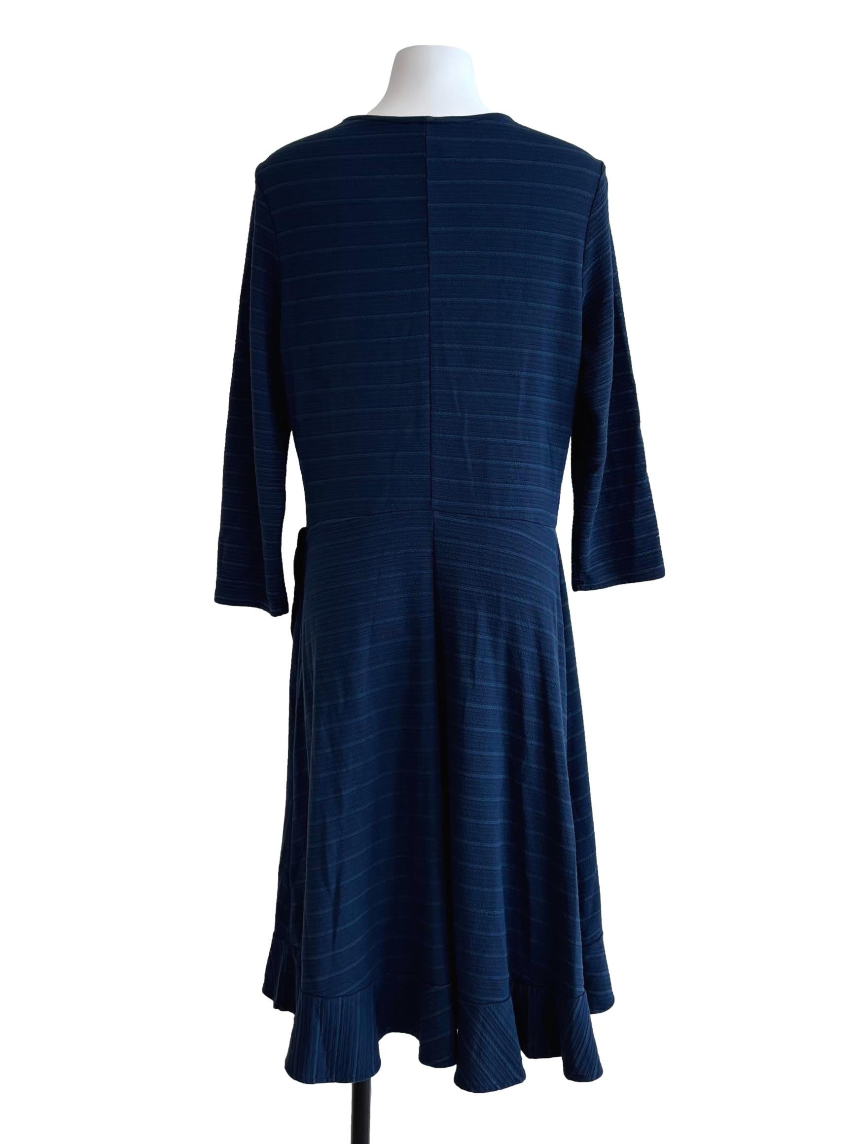 Blue Stripe Perfect Wrap Ruffle Hem Dress CSN