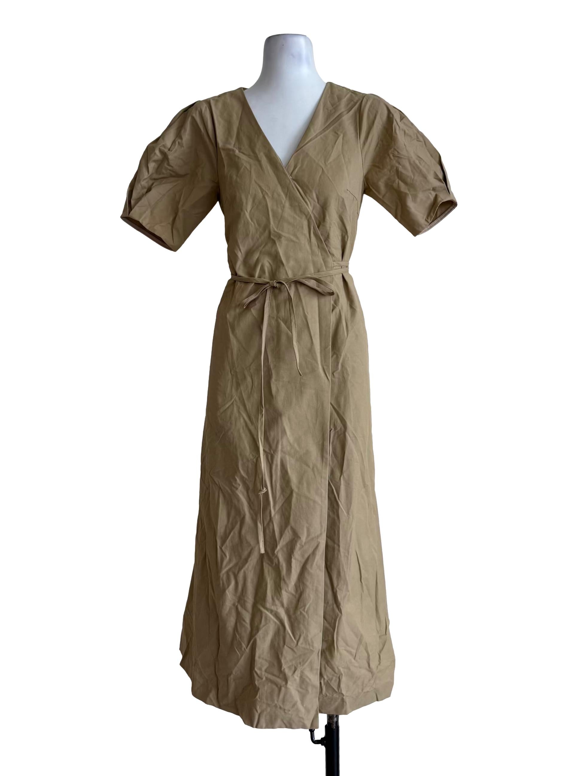 Brown Cotton Wrap Dress OSN