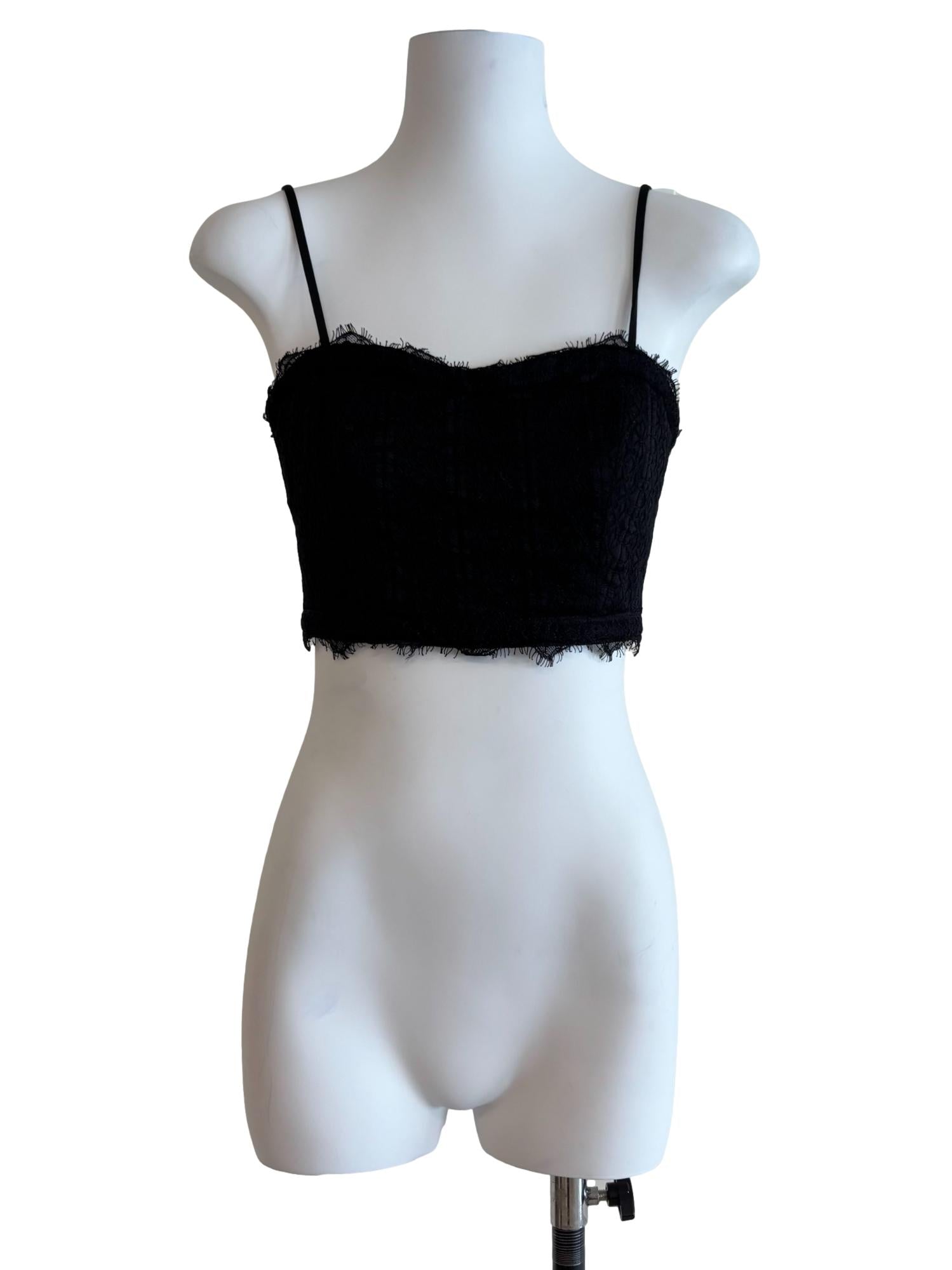Jet Black Lace Sweetheart Crop Top