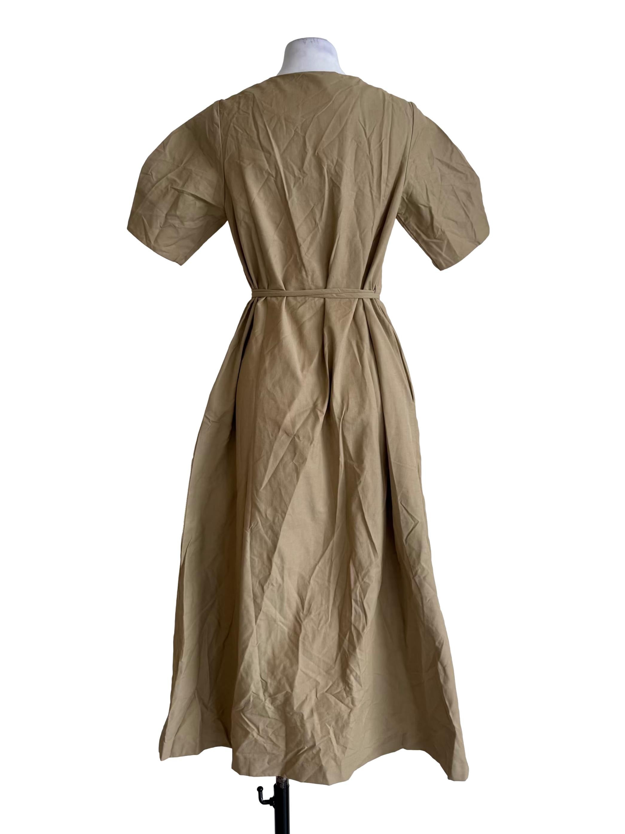 Brown Cotton Wrap Dress OSN