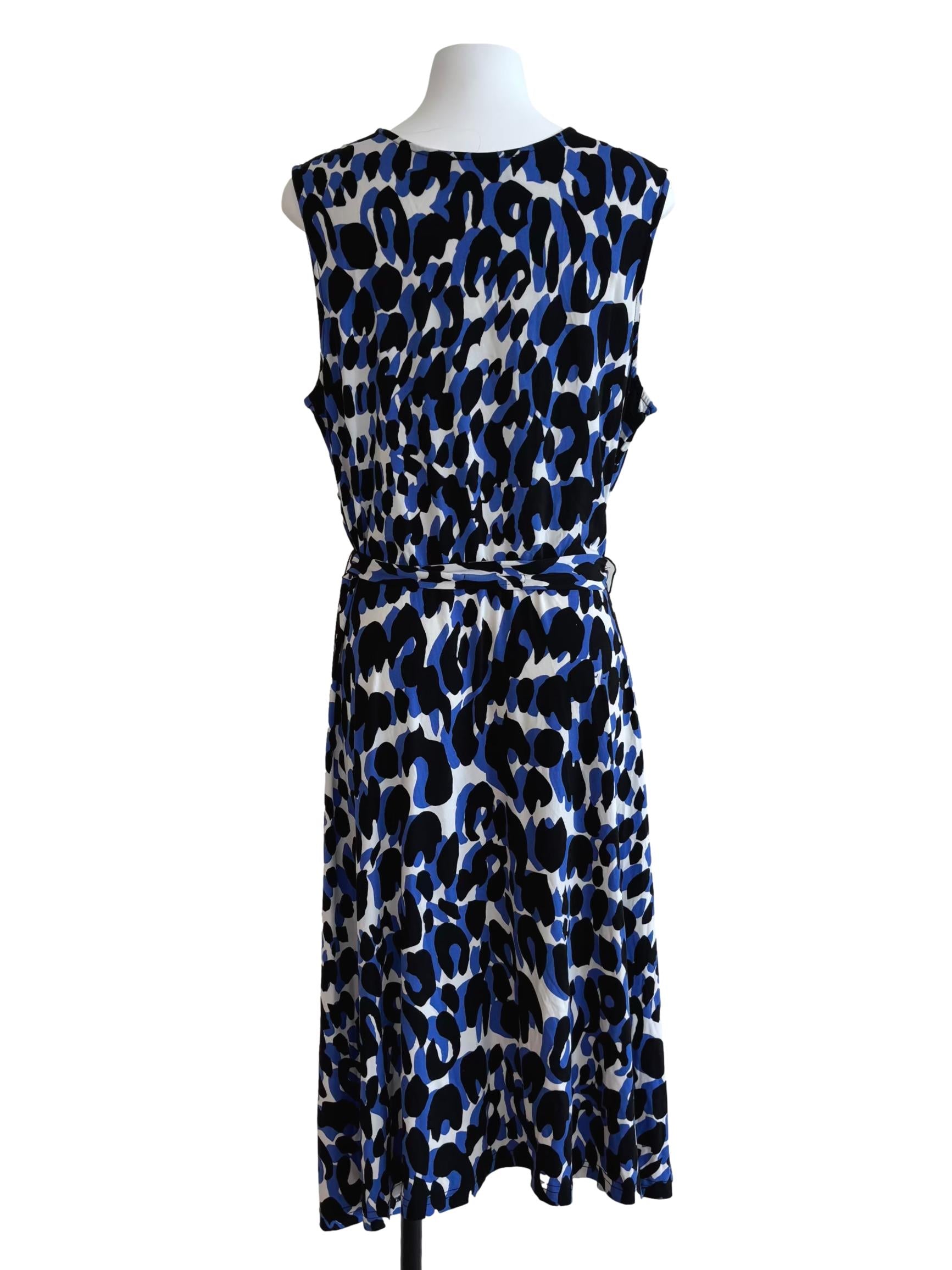 Blue Sleeveless Wrap Leopard Print Dress CSN