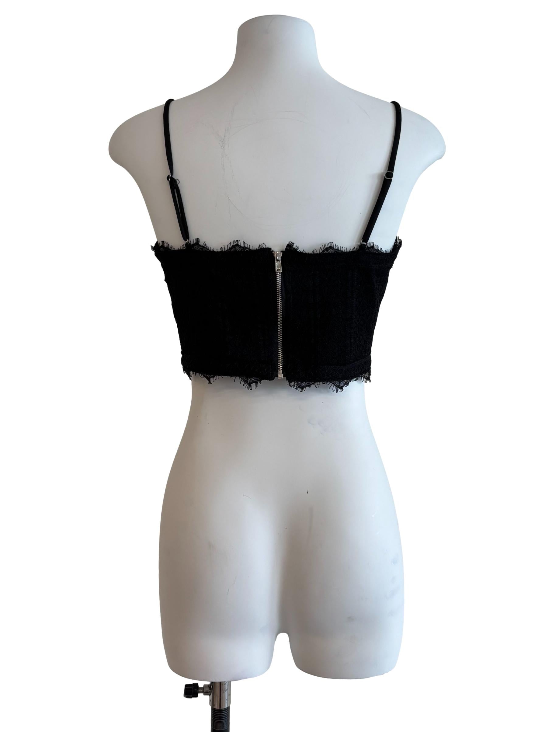 Jet Black Lace Sweetheart Crop Top