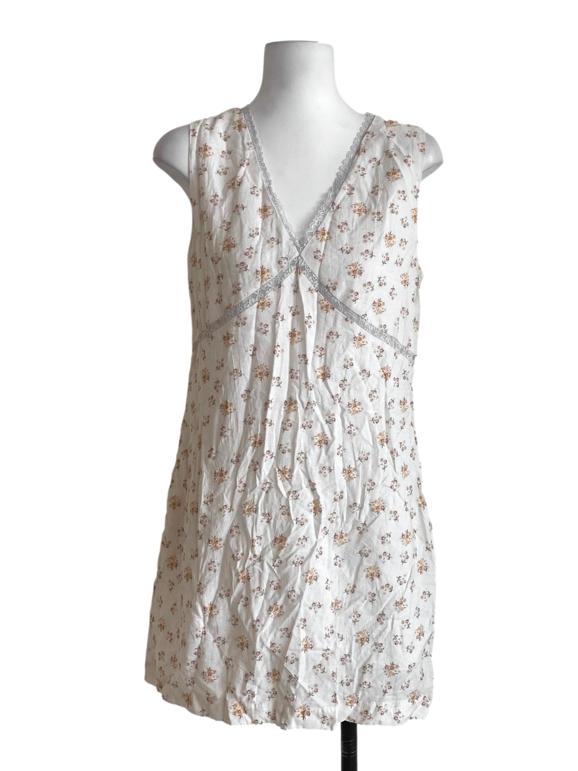 Parchment Beige V-Neck Floral Lace Dress