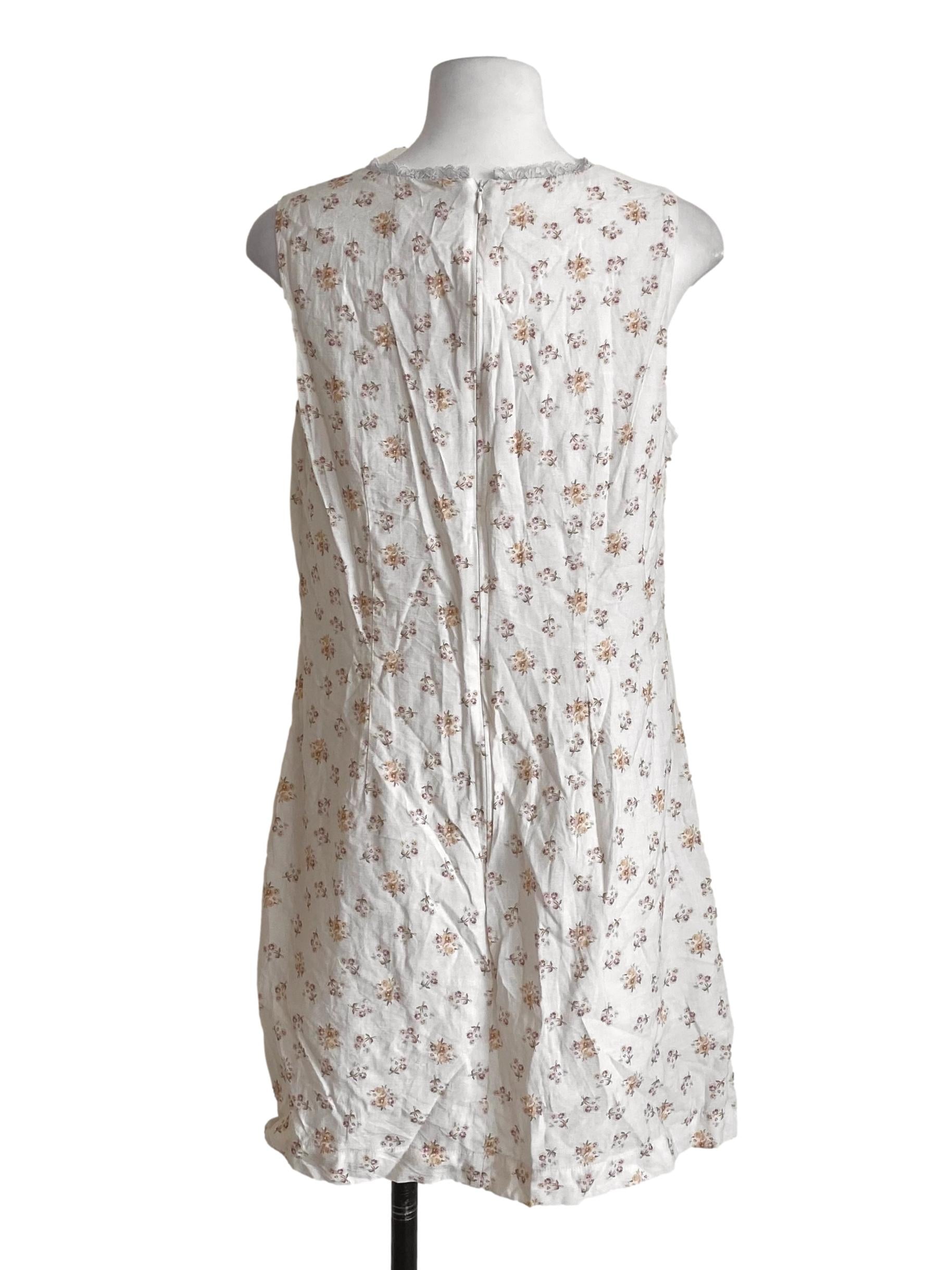 Parchment Beige V-Neck Floral Lace Dress