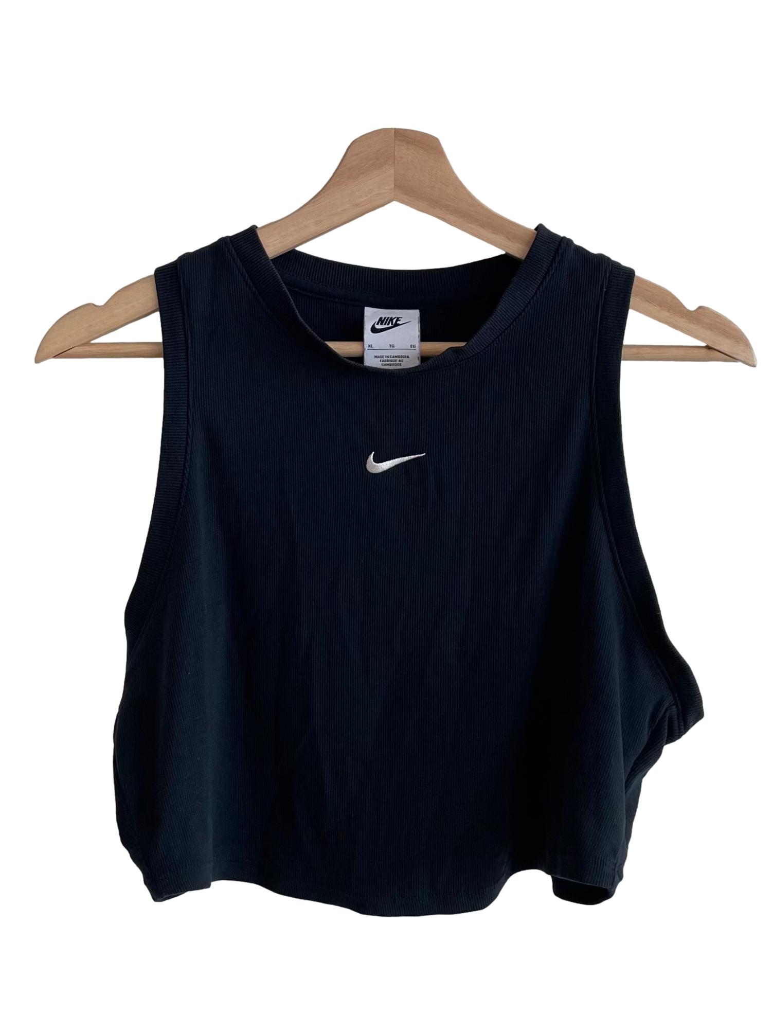 Coal Black Logo Crop Tank Top