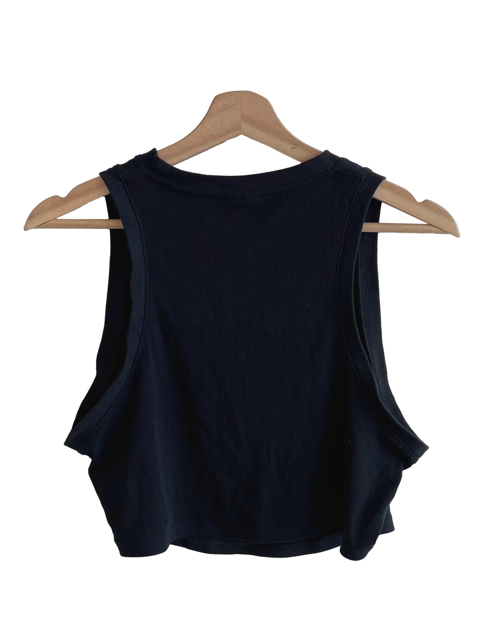 Coal Black Logo Crop Tank Top