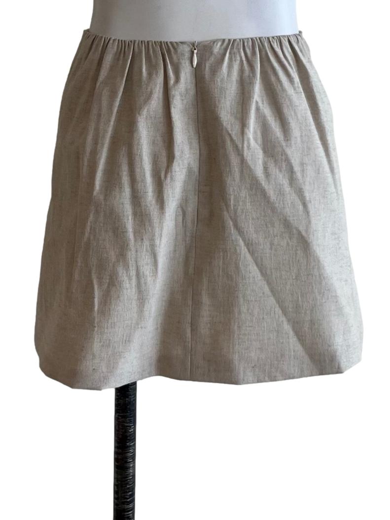 Beige Plain Mini Skirt