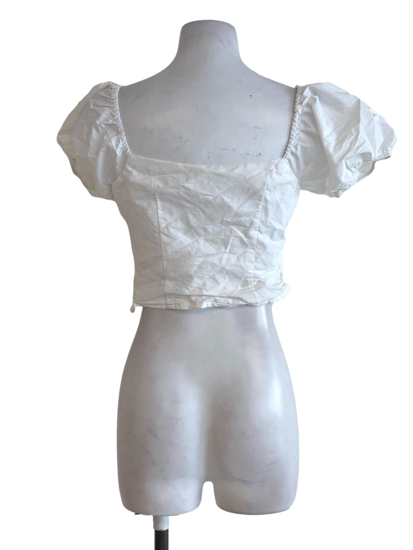 White Square Neck Crop Top