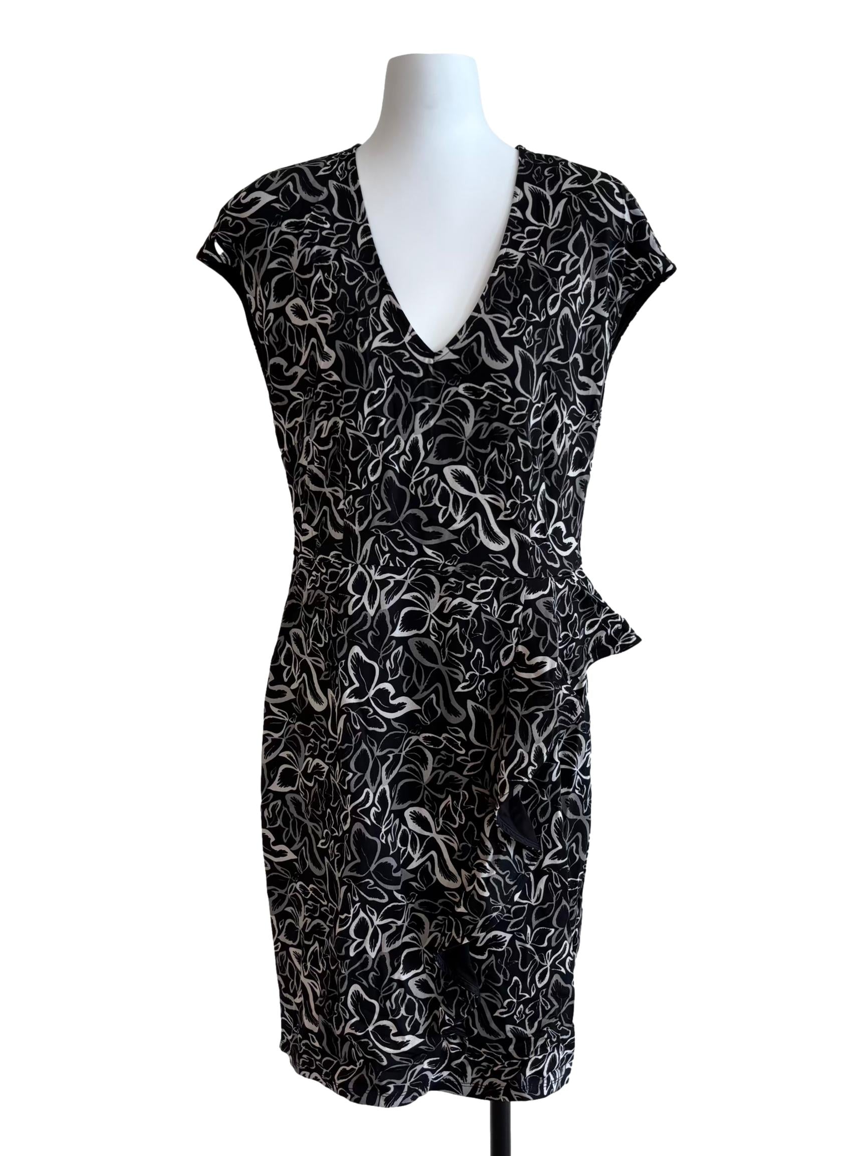 Onyx Black V-Neck Ruffle Hem Dress CSN
