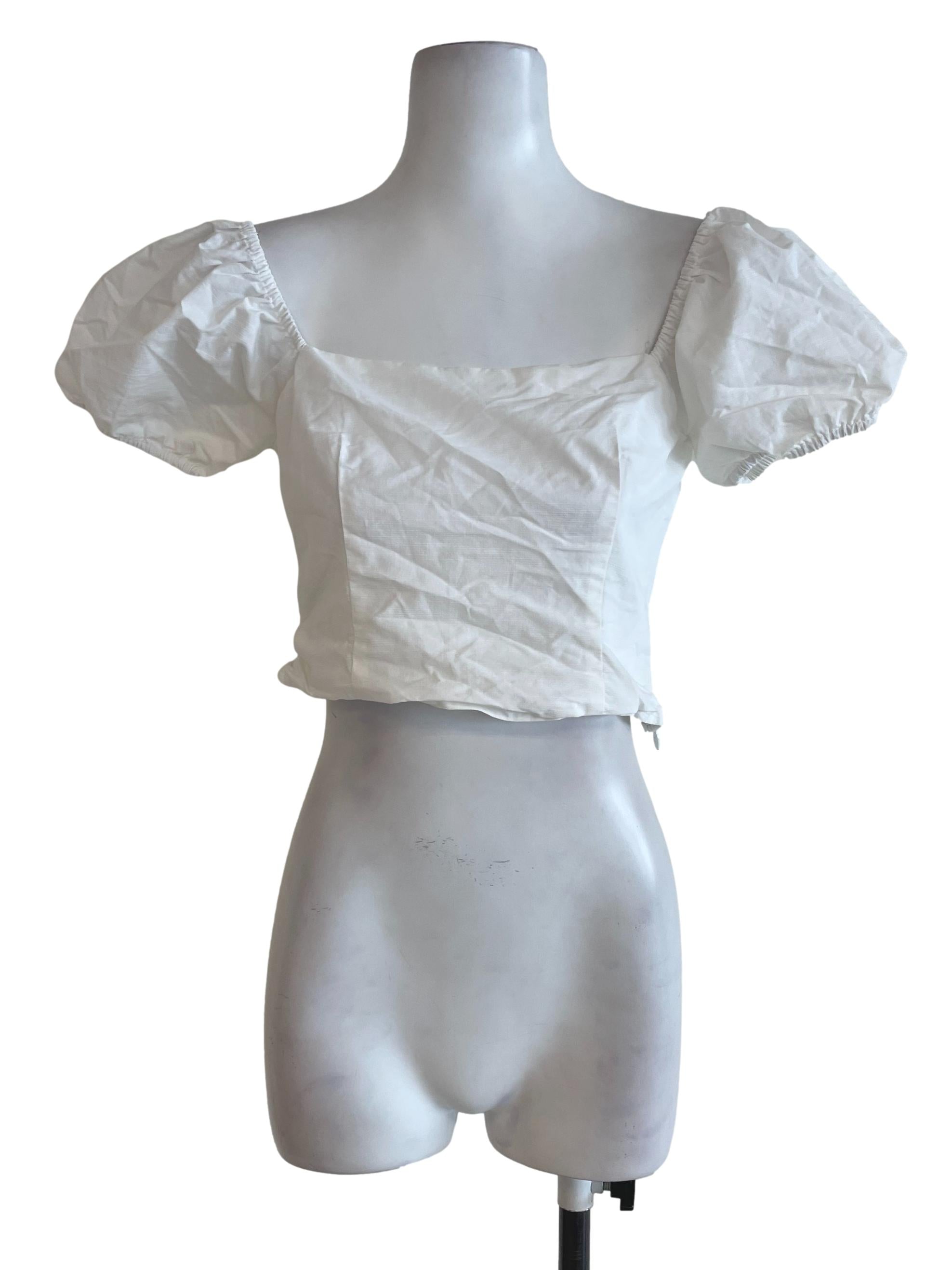 White Square Neck Crop Top