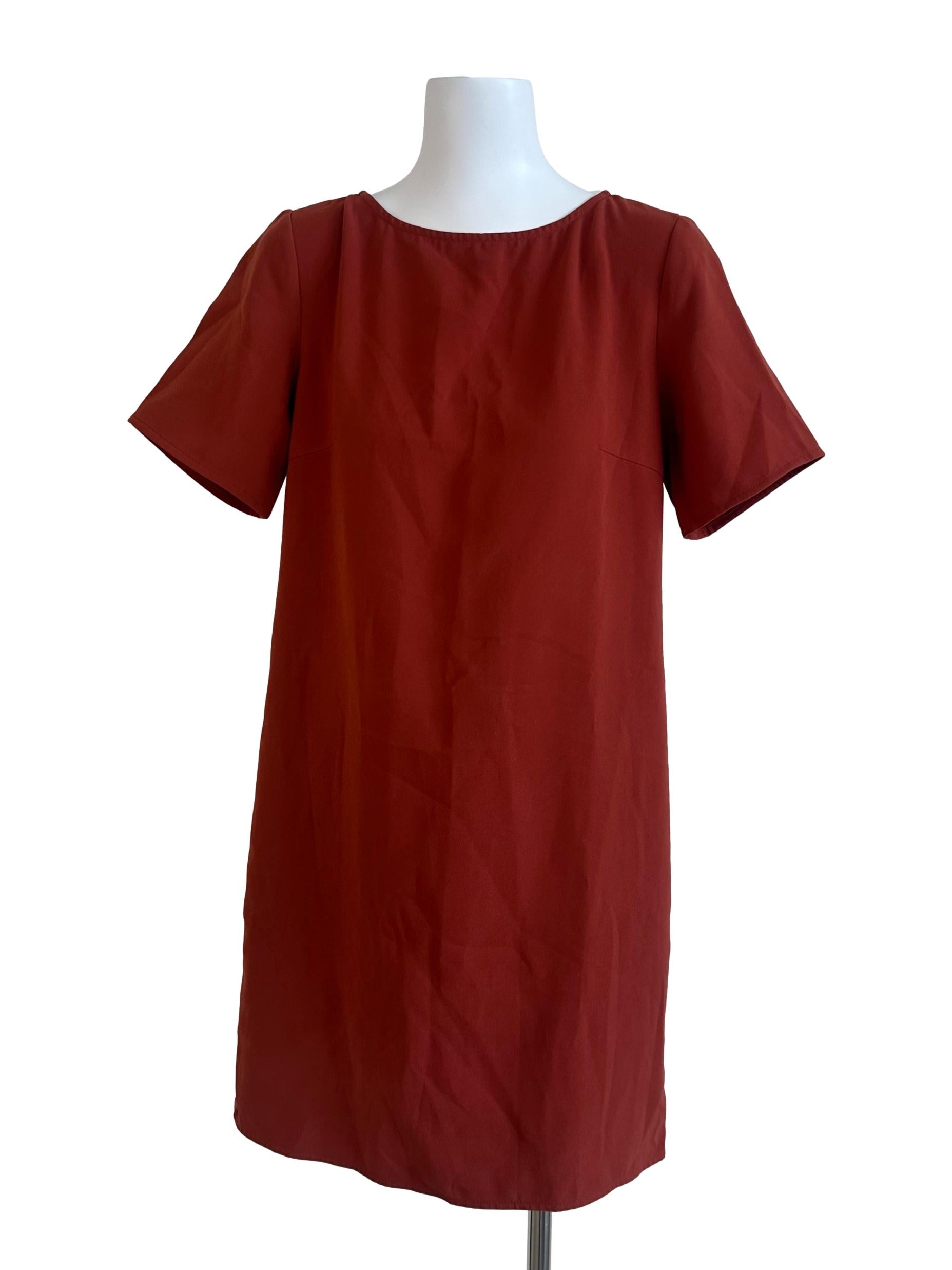 Brick Orange Plain Shirt Dress LB