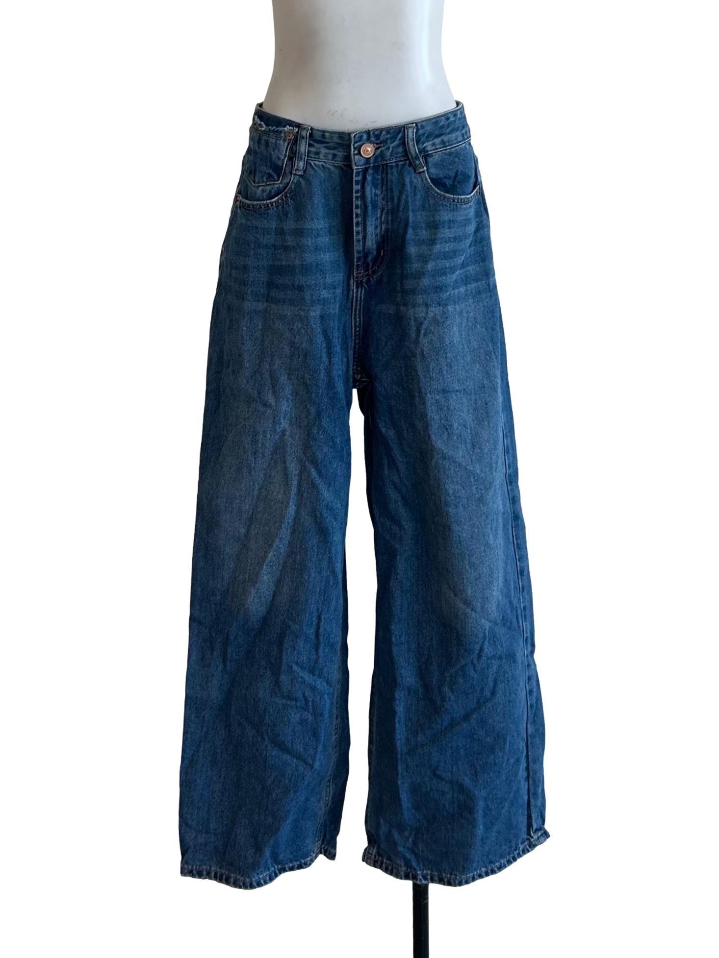 Medium Blue Wide-Leg Jeans