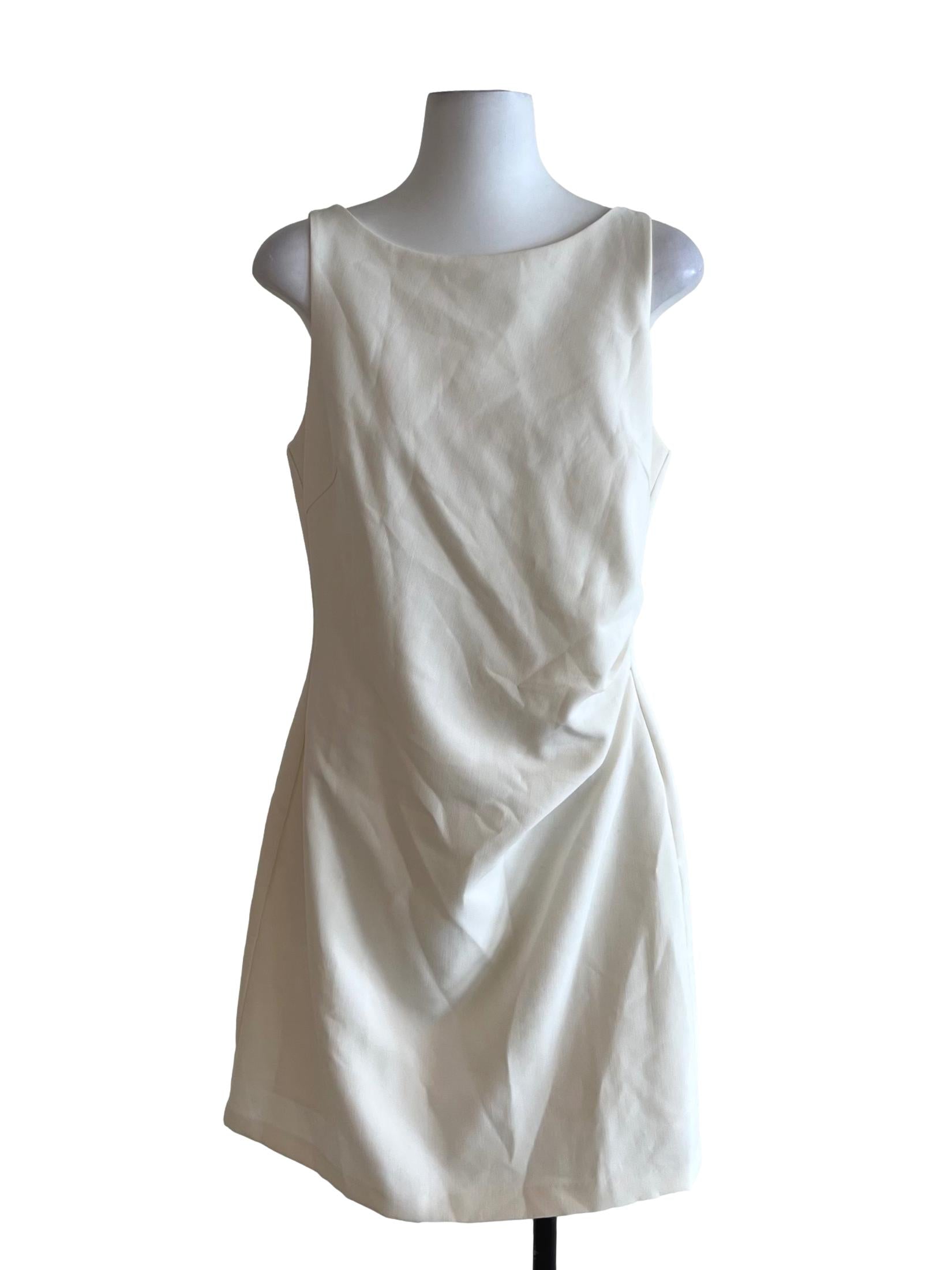 White Jewel Neckline Sheath Dress