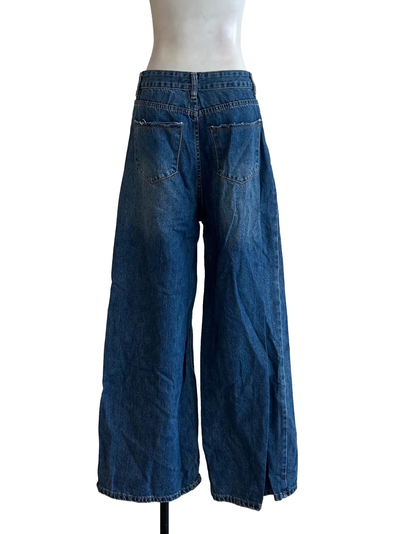 Medium Blue Wide-Leg Jeans