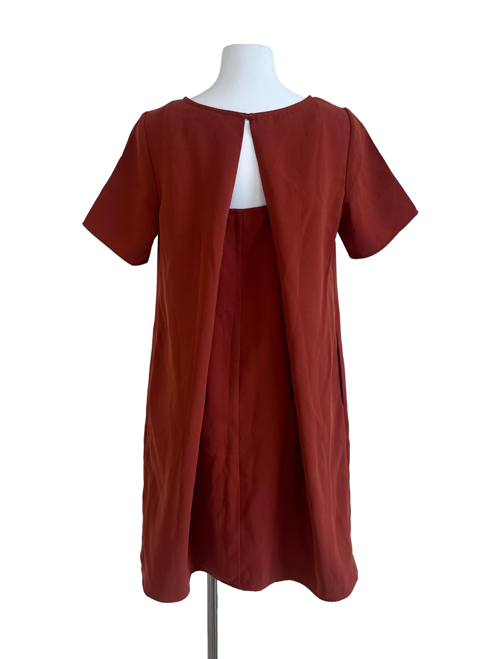 Brick Orange Plain Shirt Dress LB