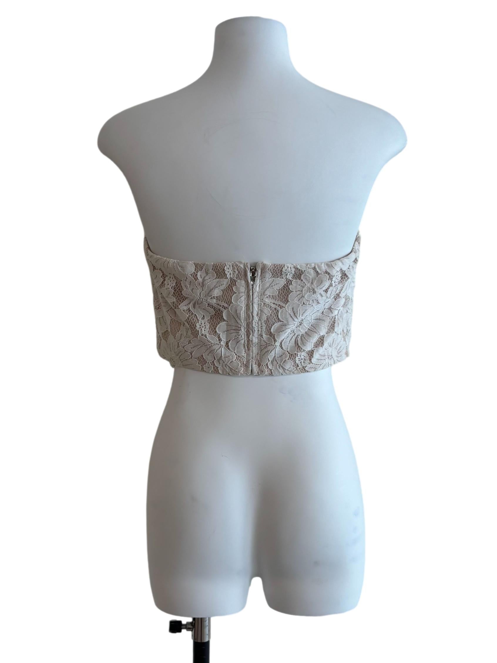 Cream White Lace Strapless Top