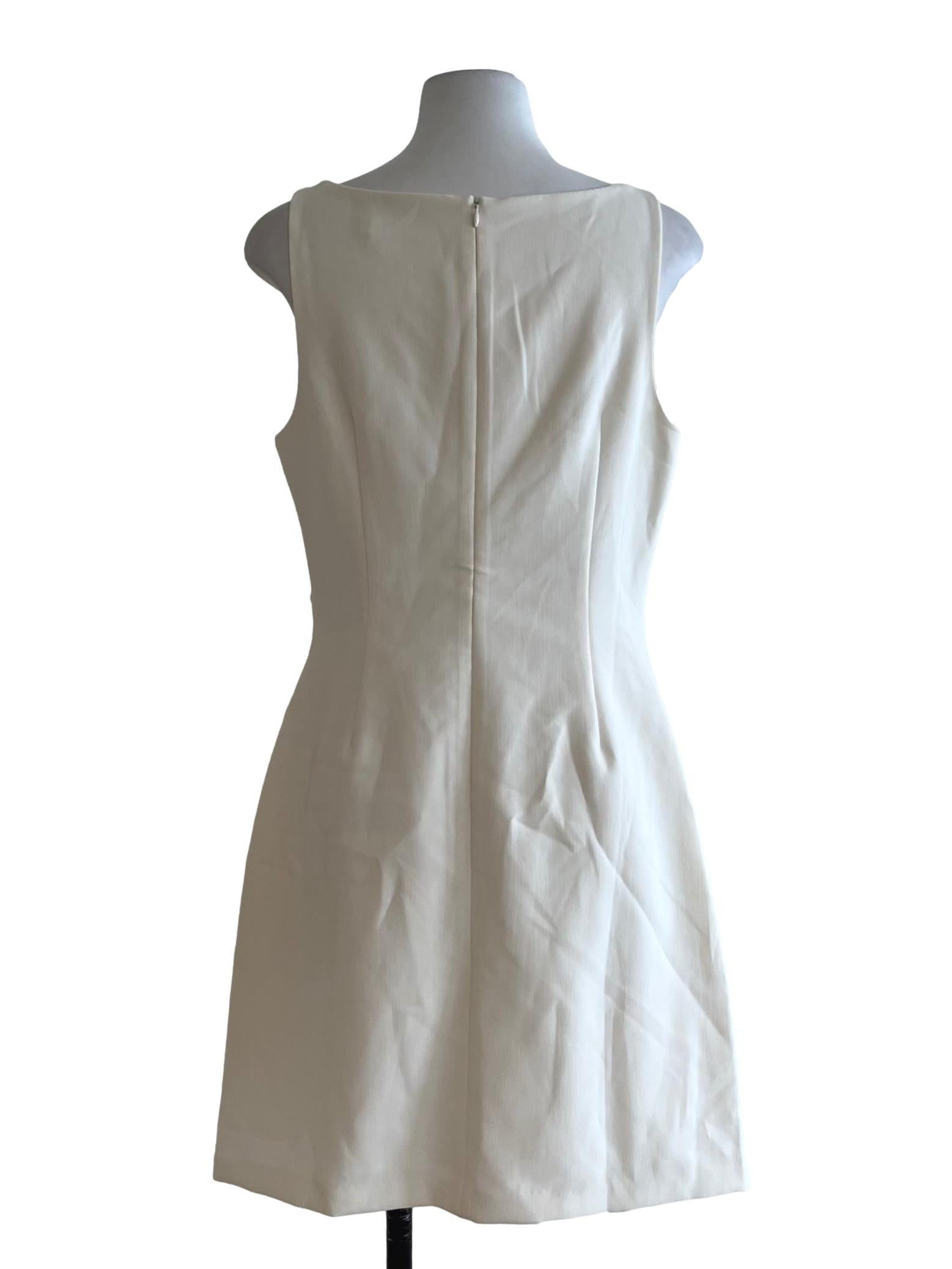 White Jewel Neckline Sheath Dress