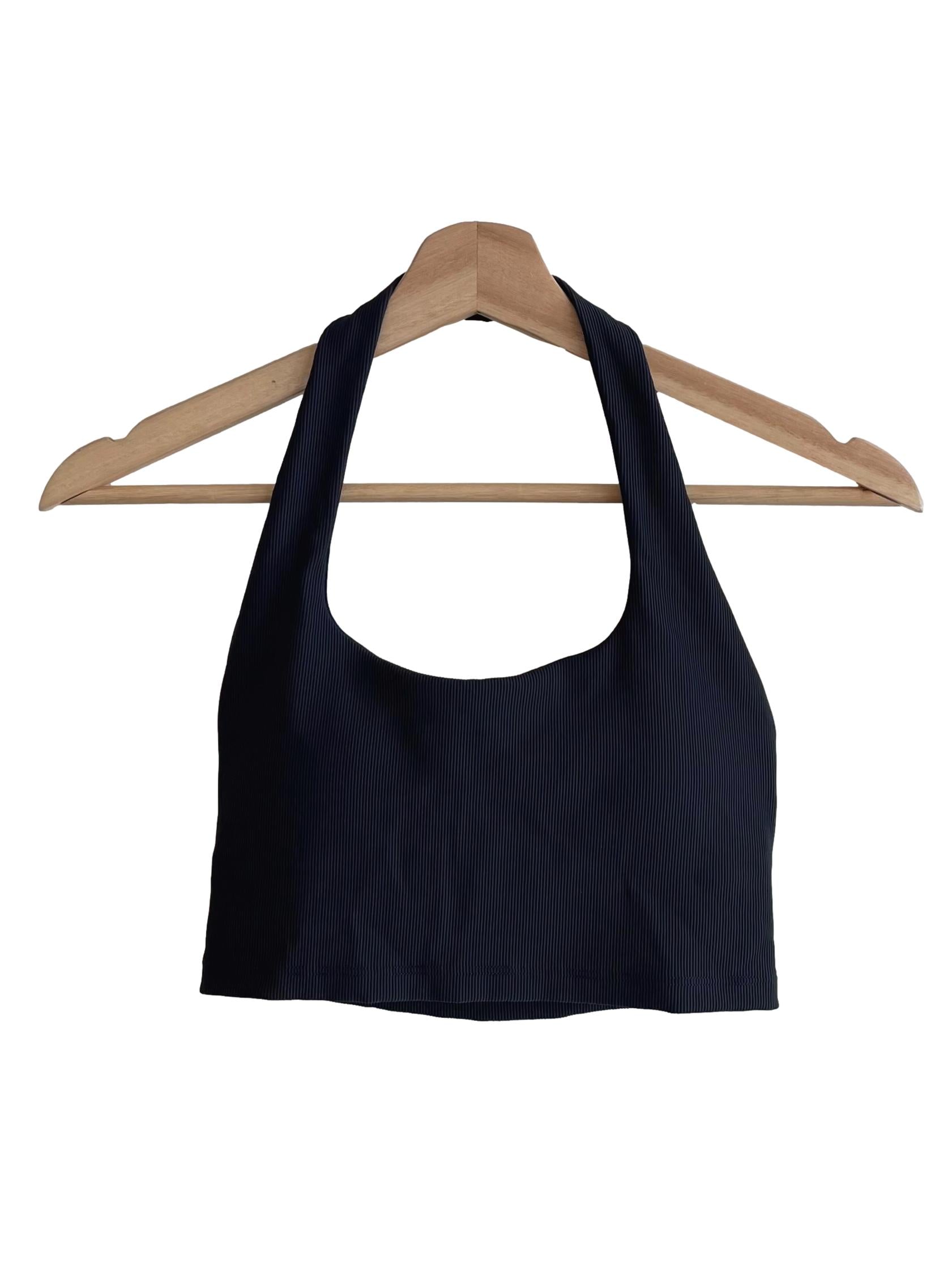 Charcoal Black Halter Neck Sports Bra