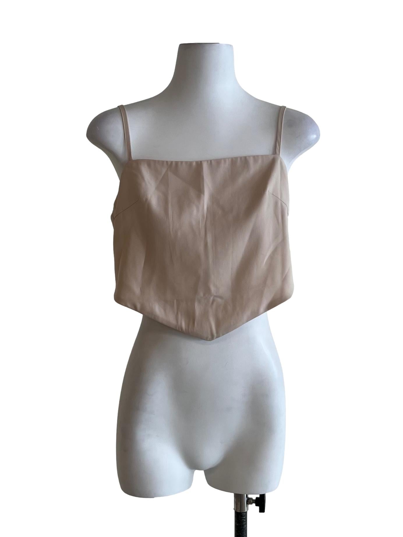 Beige Spaghetti Strap Sleeveless Top