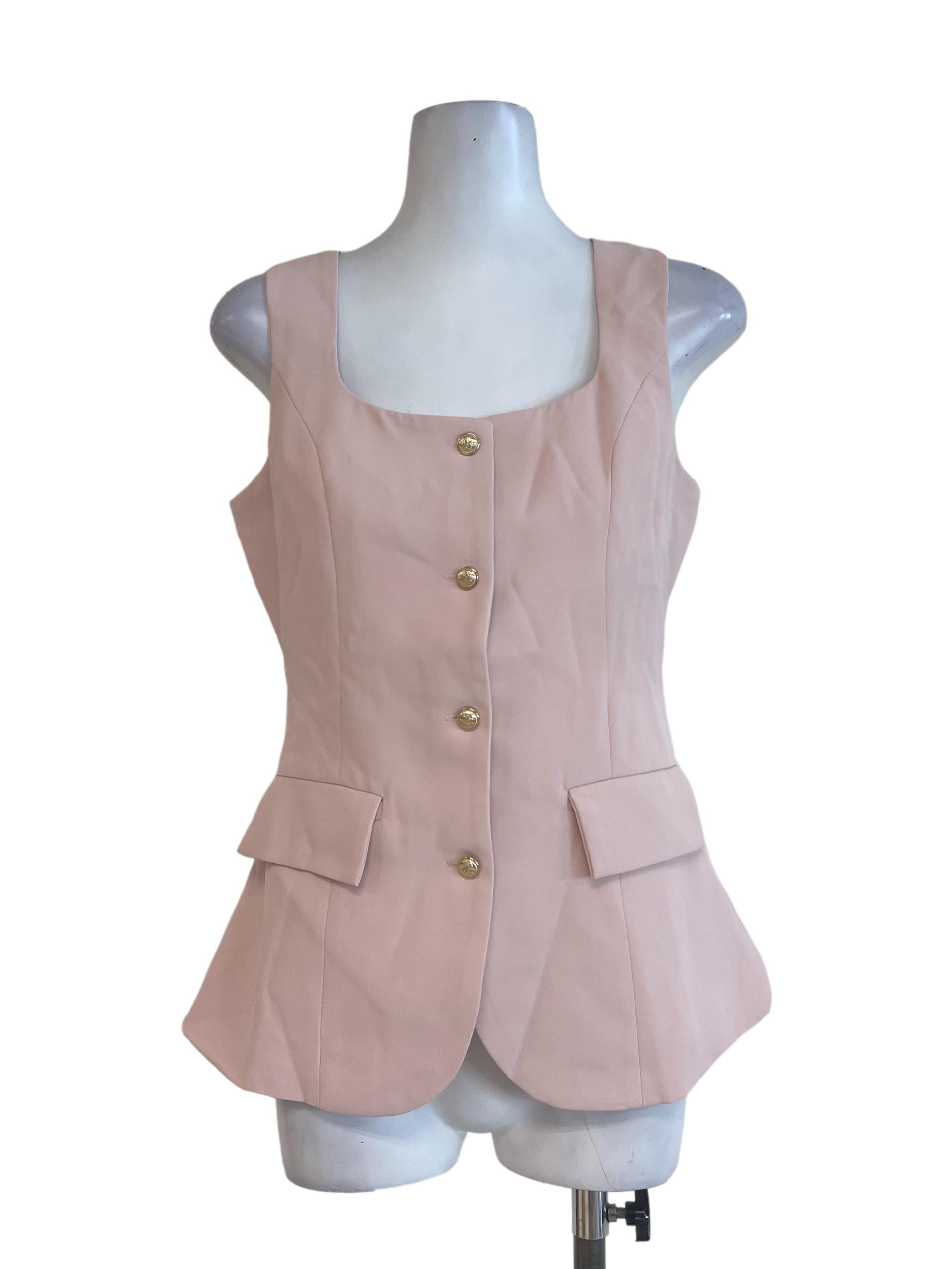 Baby Pink Button Vest