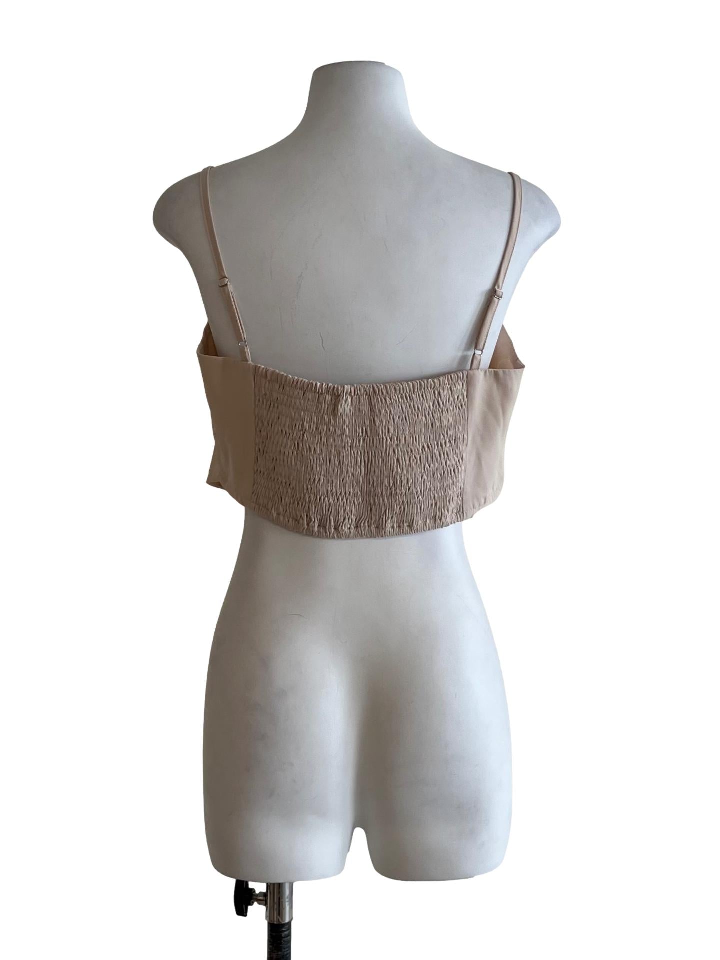 Beige Spaghetti Strap Sleeveless Top