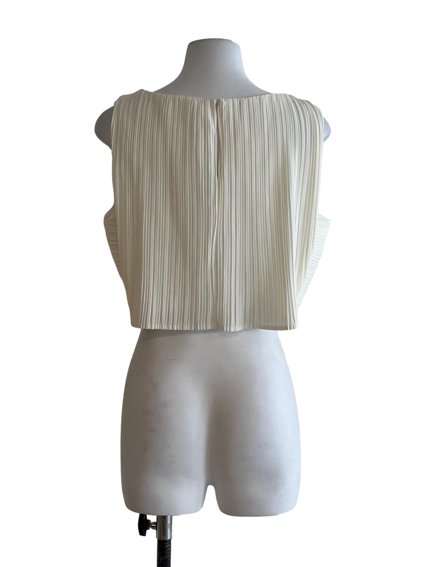 White Pleated Sleeveless Top