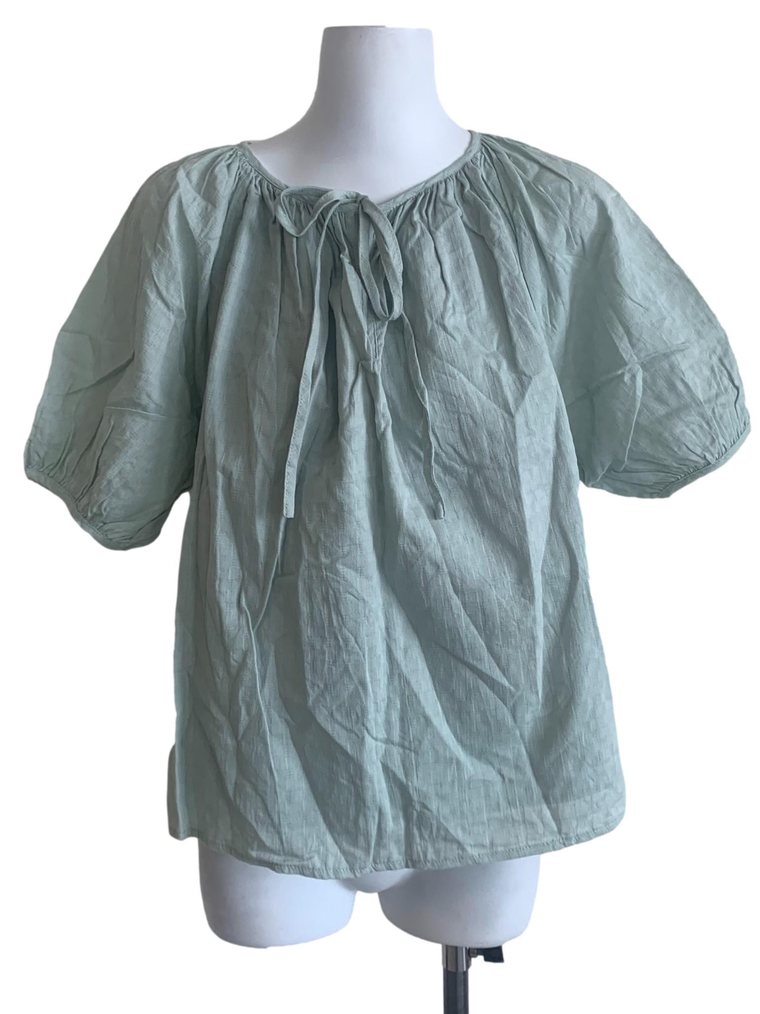 Sage Green Puff Sleeves Top