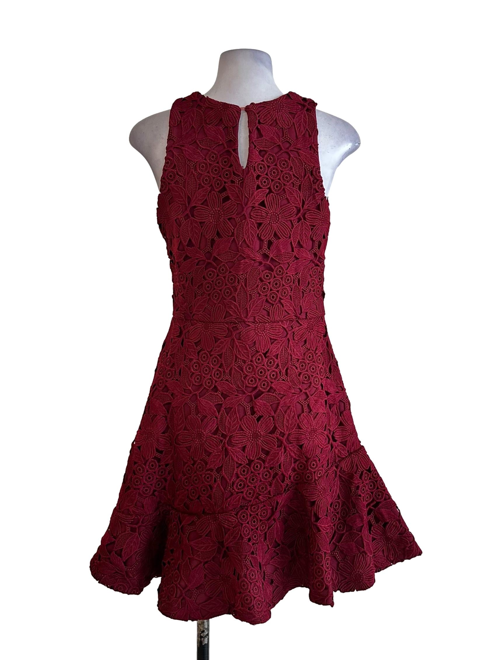 Scarlet Red Embroidery Lace Dress