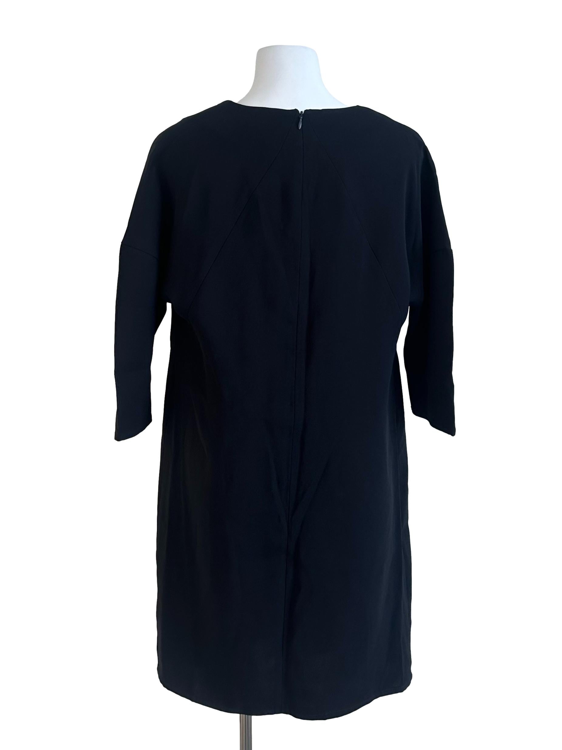Black Plain V Neck Dress LB
