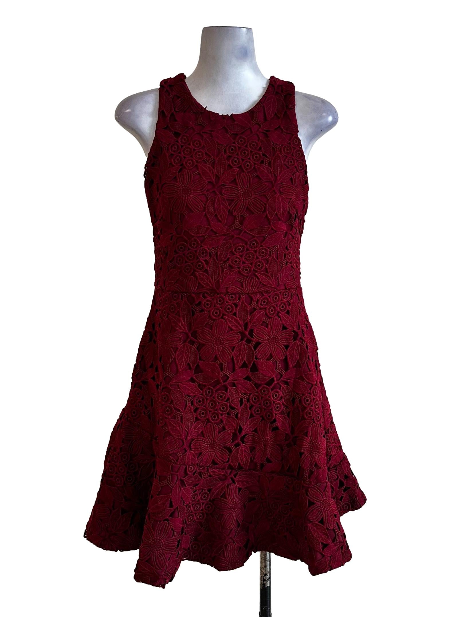 Scarlet Red Embroidery Lace Dress