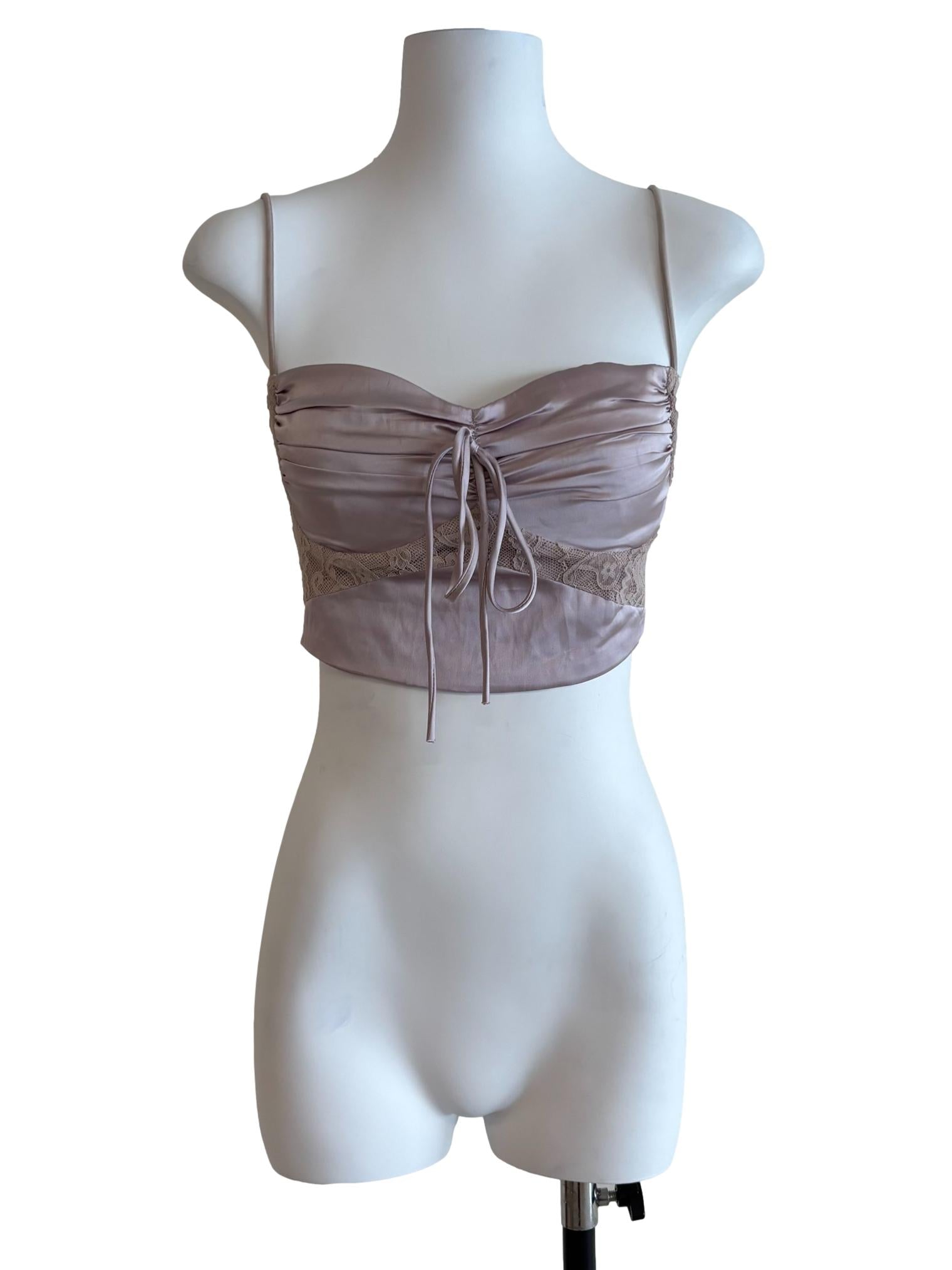 Pale Purple Lace Detail Crop Top