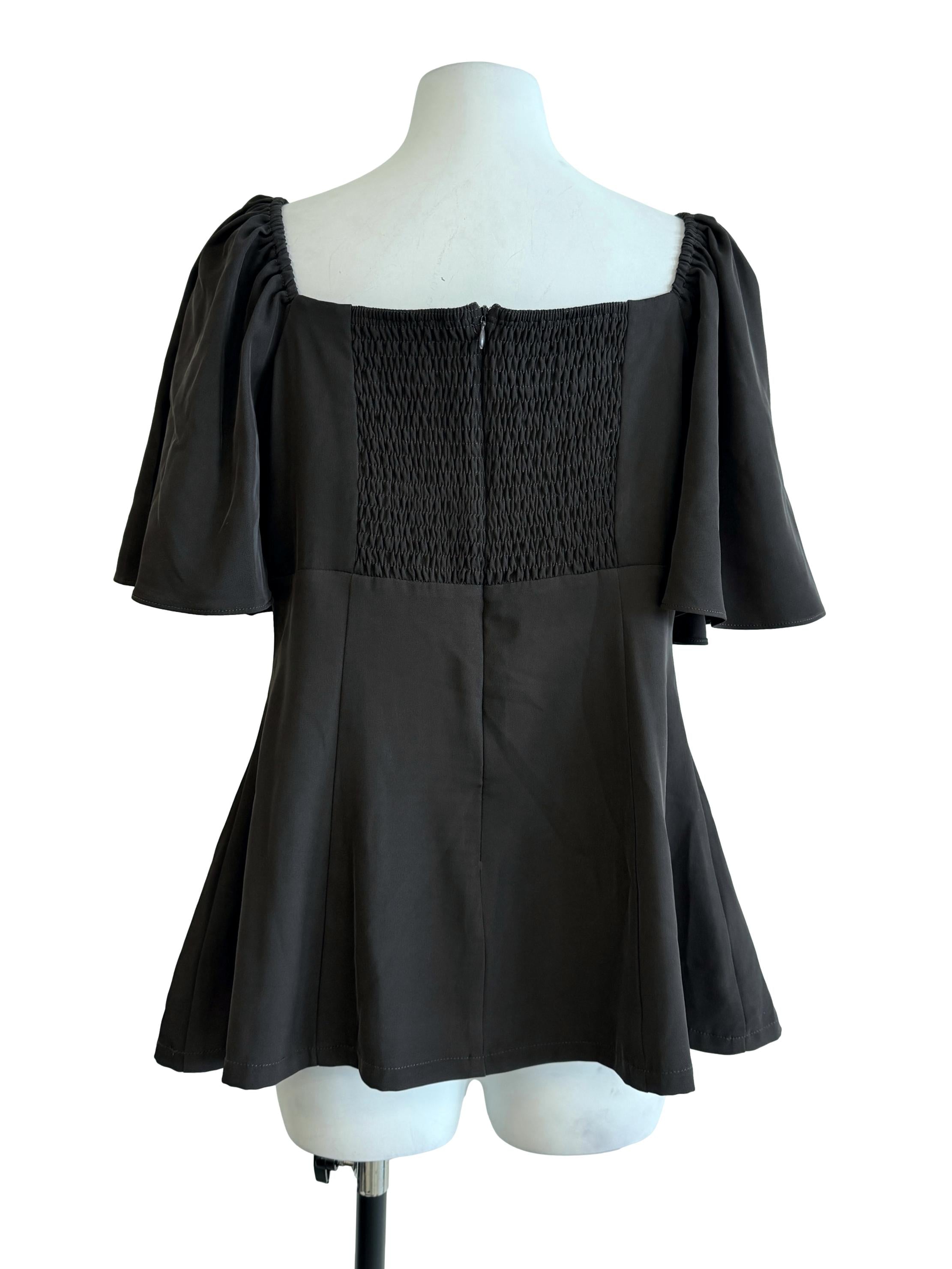 Brown Square Neck Blouse
