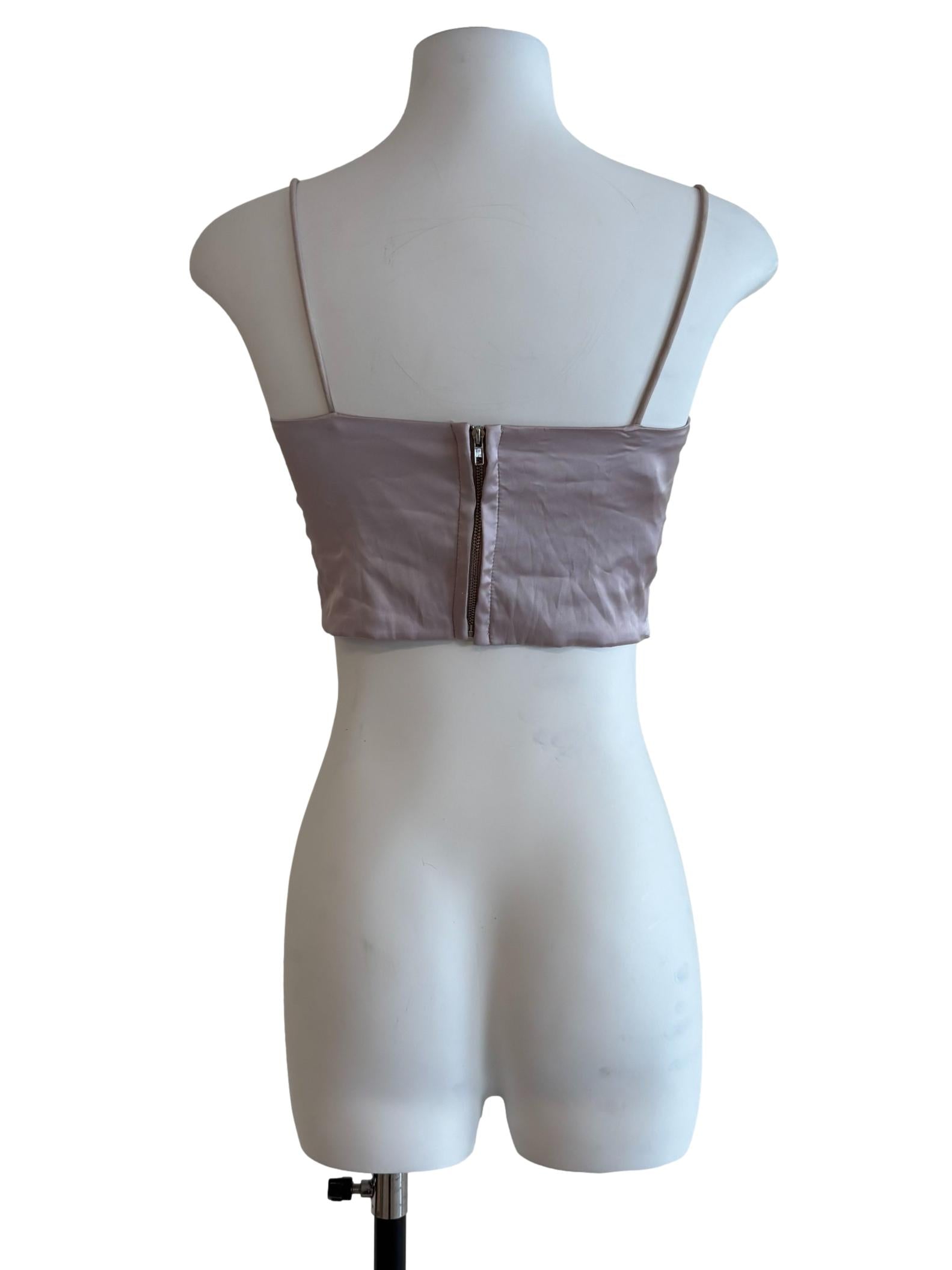Pale Purple Lace Detail Crop Top