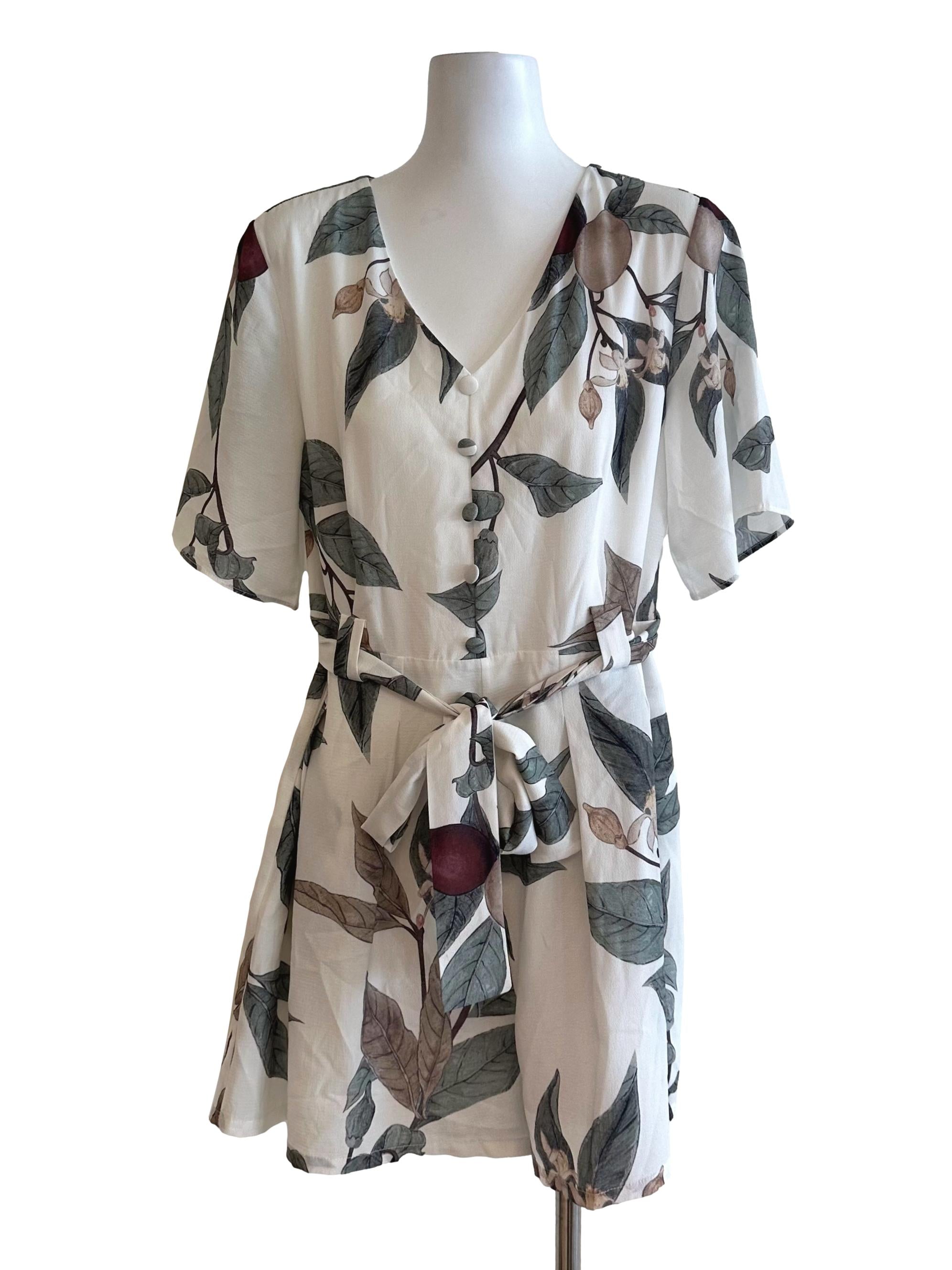 Ivory White Pattern Button Rompers