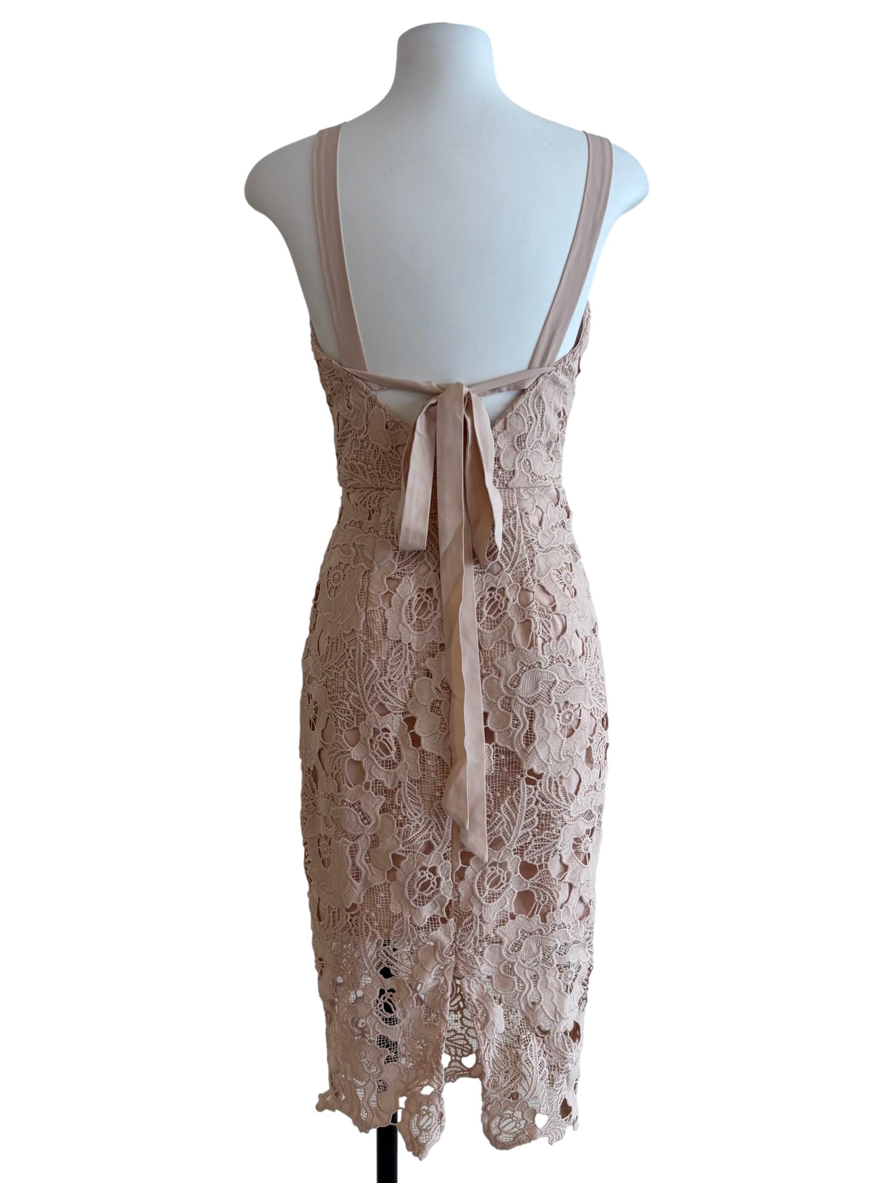 Peach Pink Lace Midi Dress