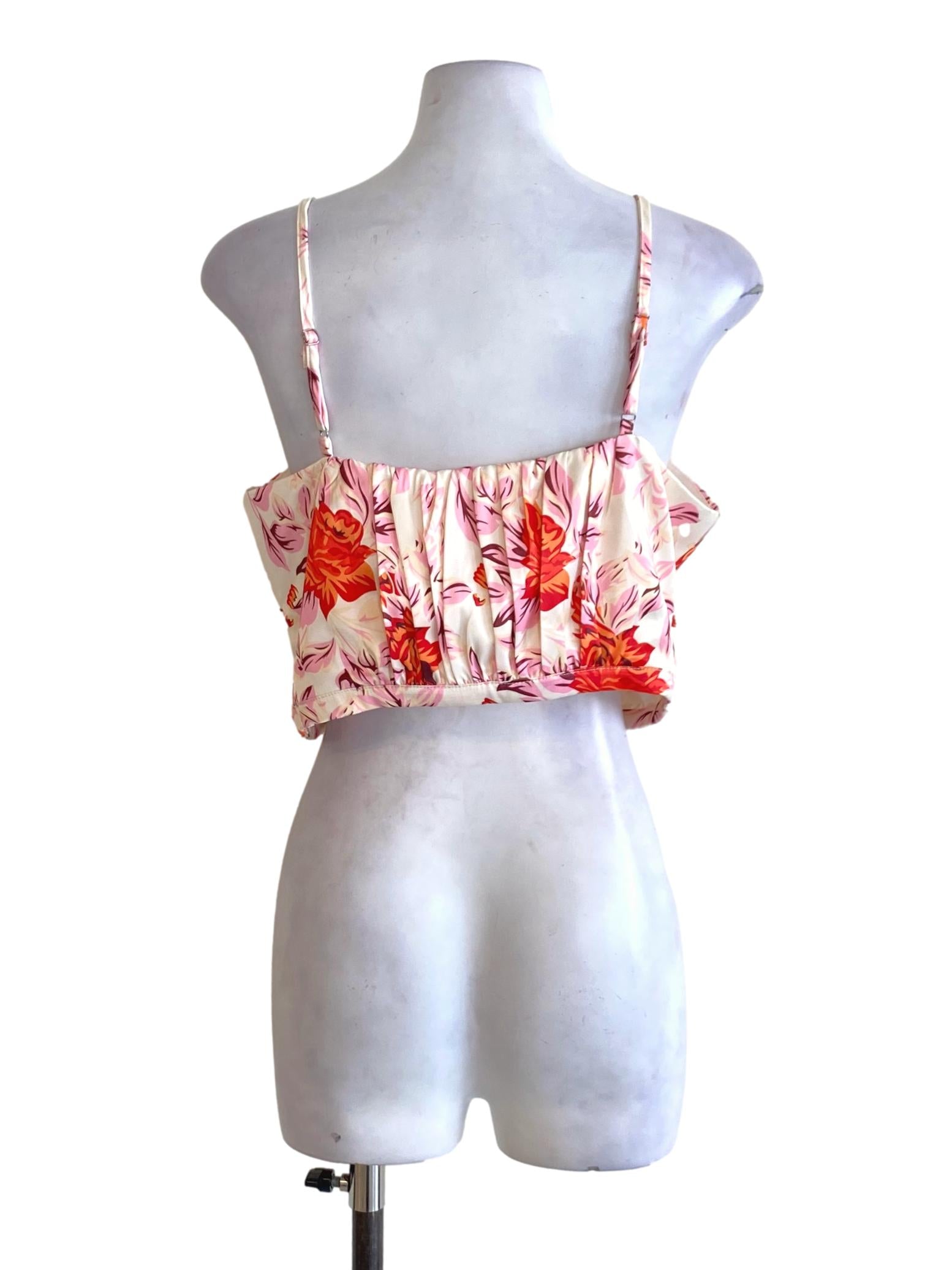 Apple Red Pleated Spaghetti Strap Square Neck Cropped Top