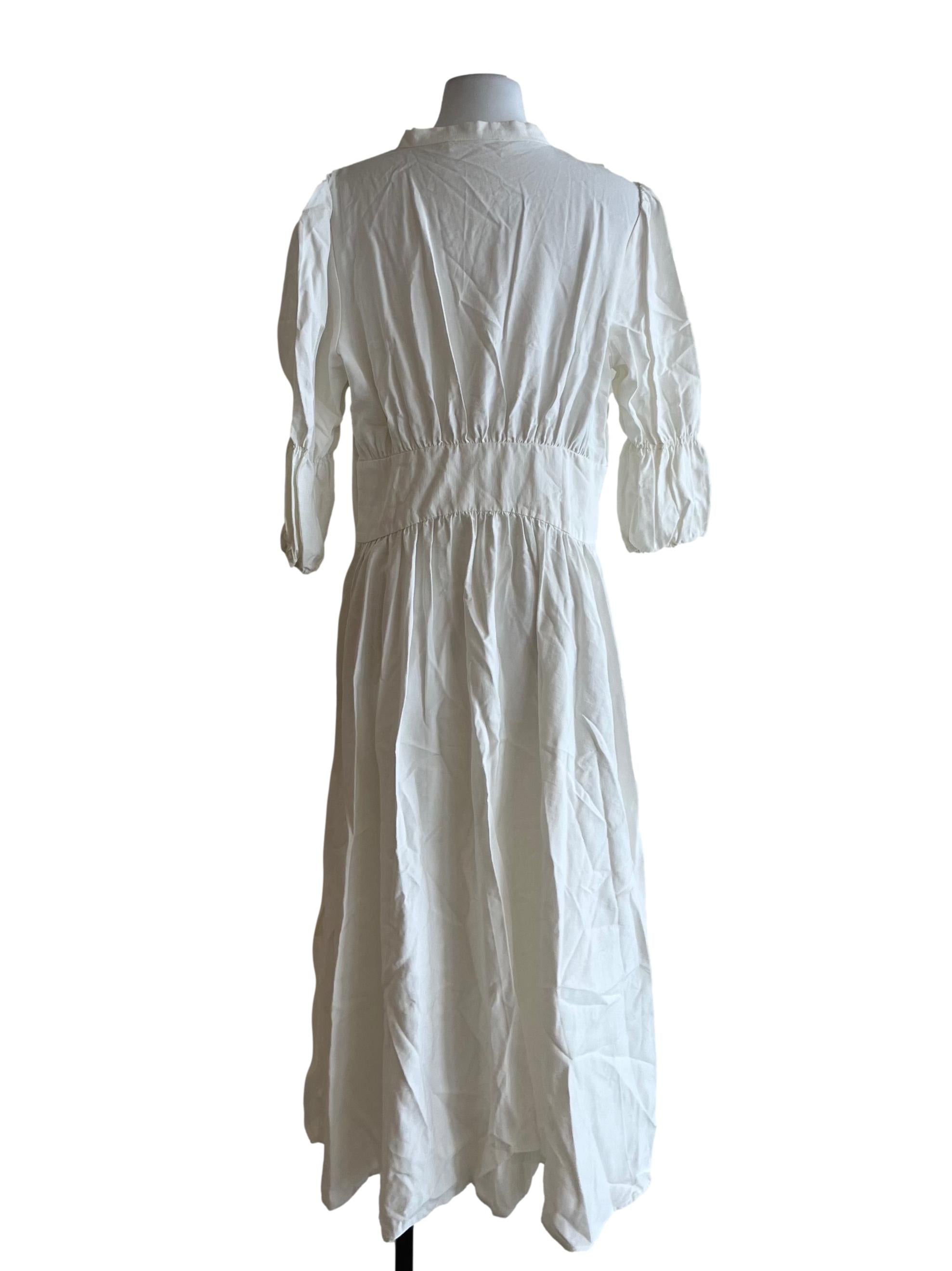 White V-Neckline Empire Dress