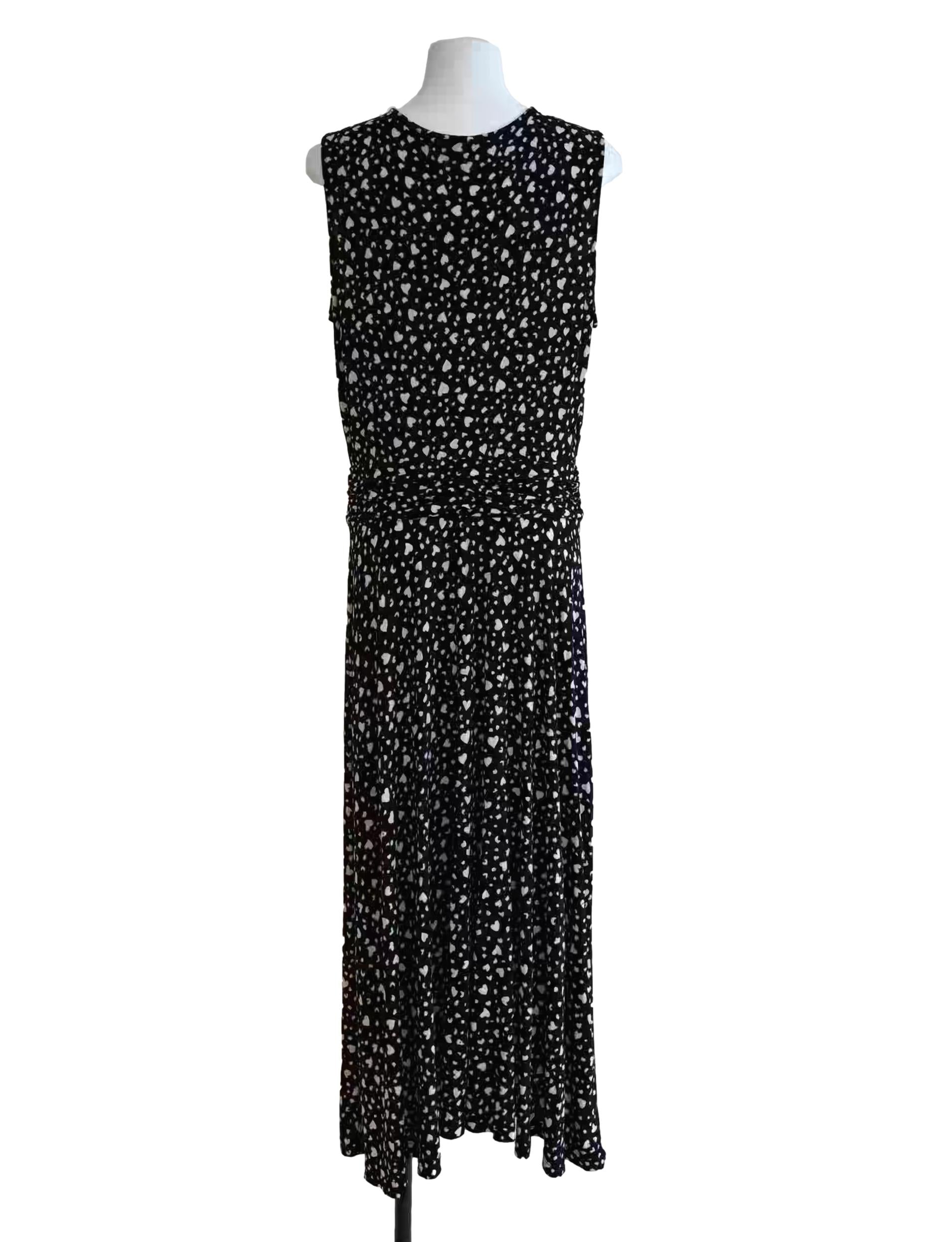 Onyx Black V-Neck Ruched Waist Heart Print Dress CSN