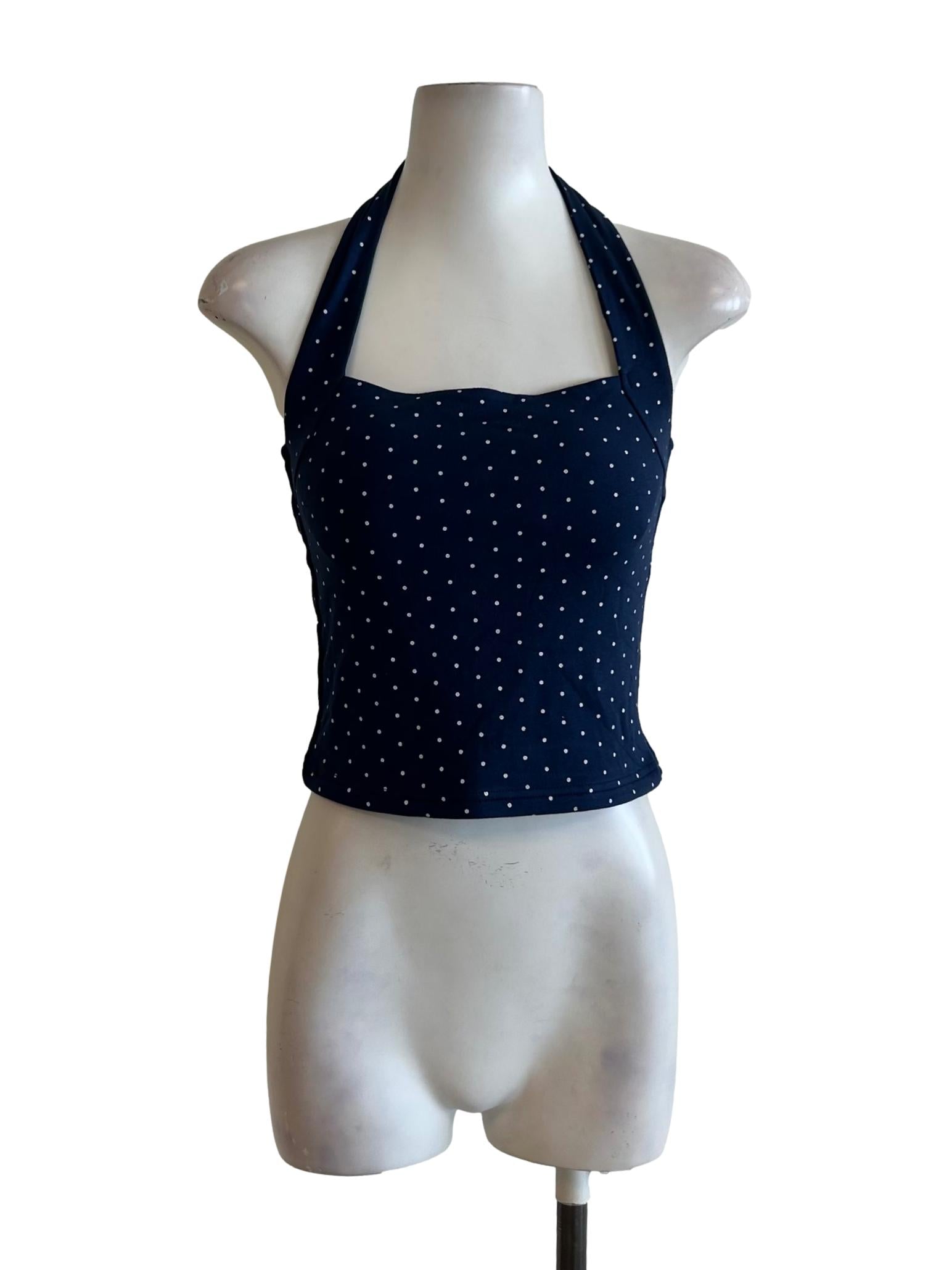Navy Blue Polka Dot Top