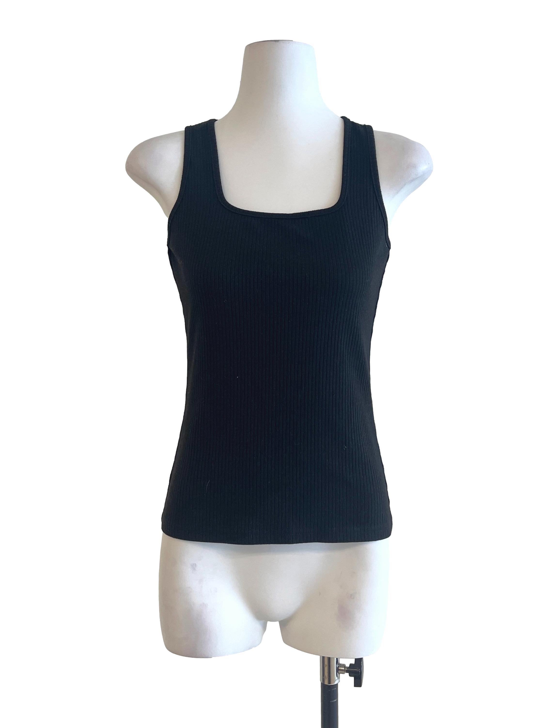 Onyx Black Square Neck Sleeveless Top