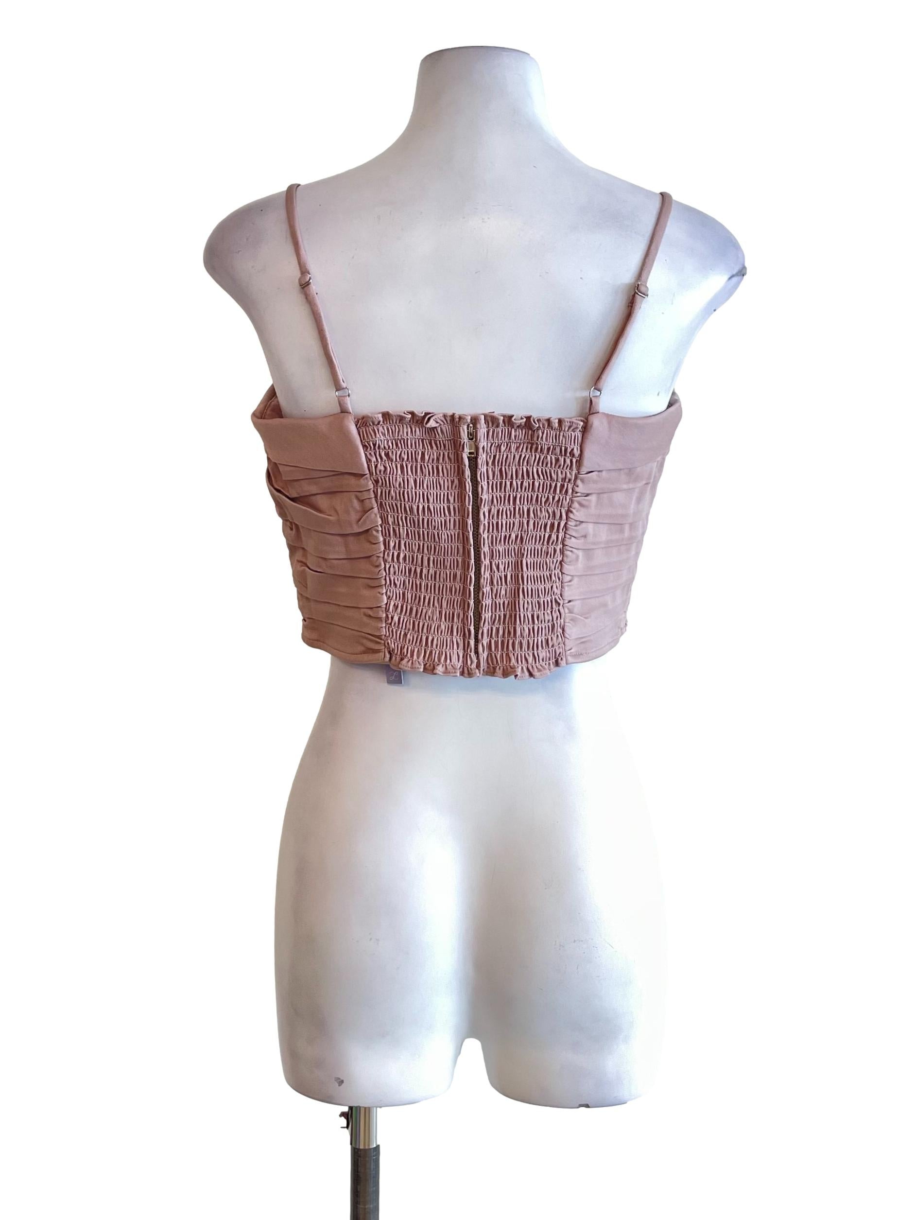 Nude Pink Pleated Tube Top