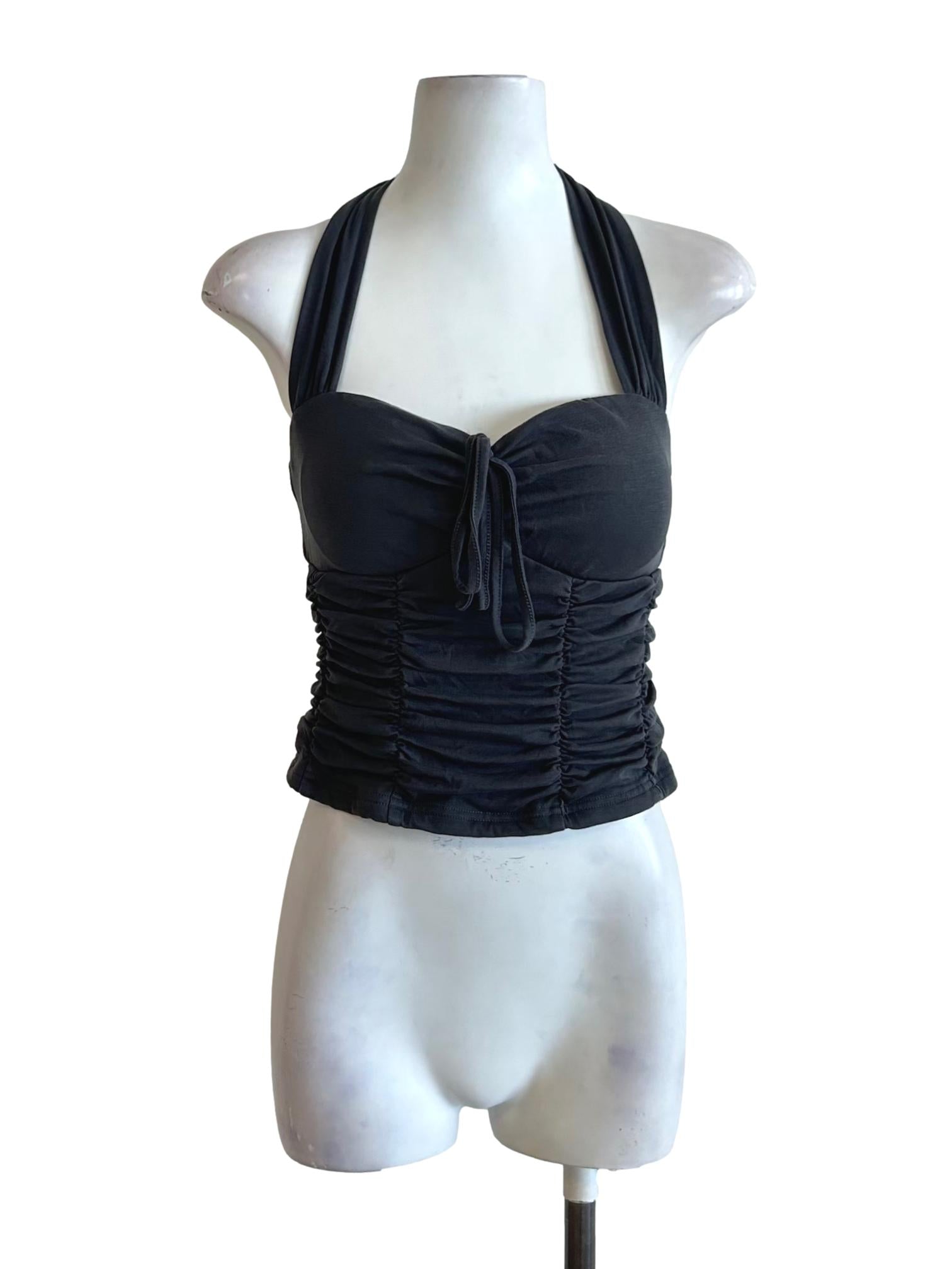 Shadow Grey Smocked Halter Top