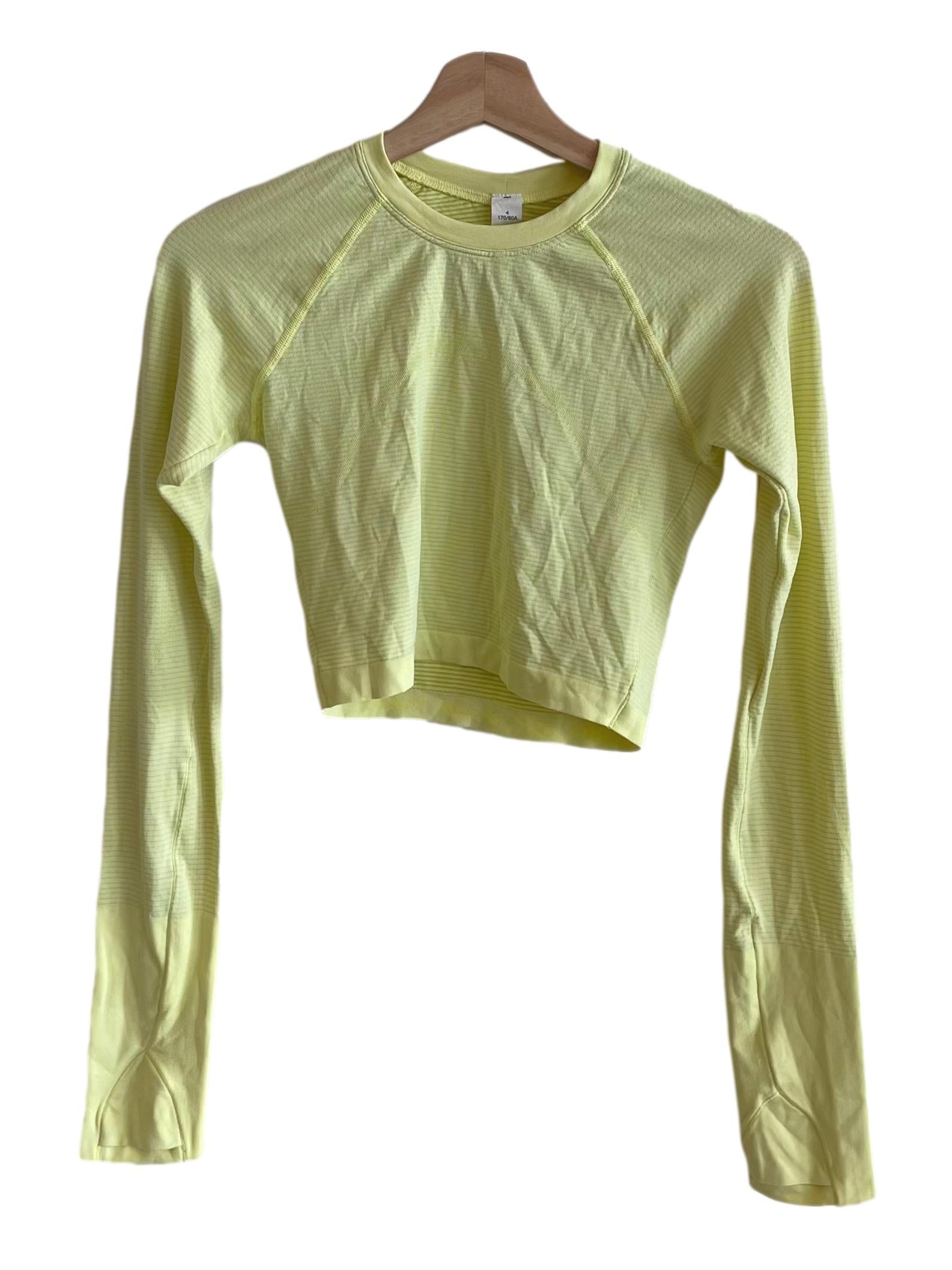Neon Yellow Long Sleeve Crop Top