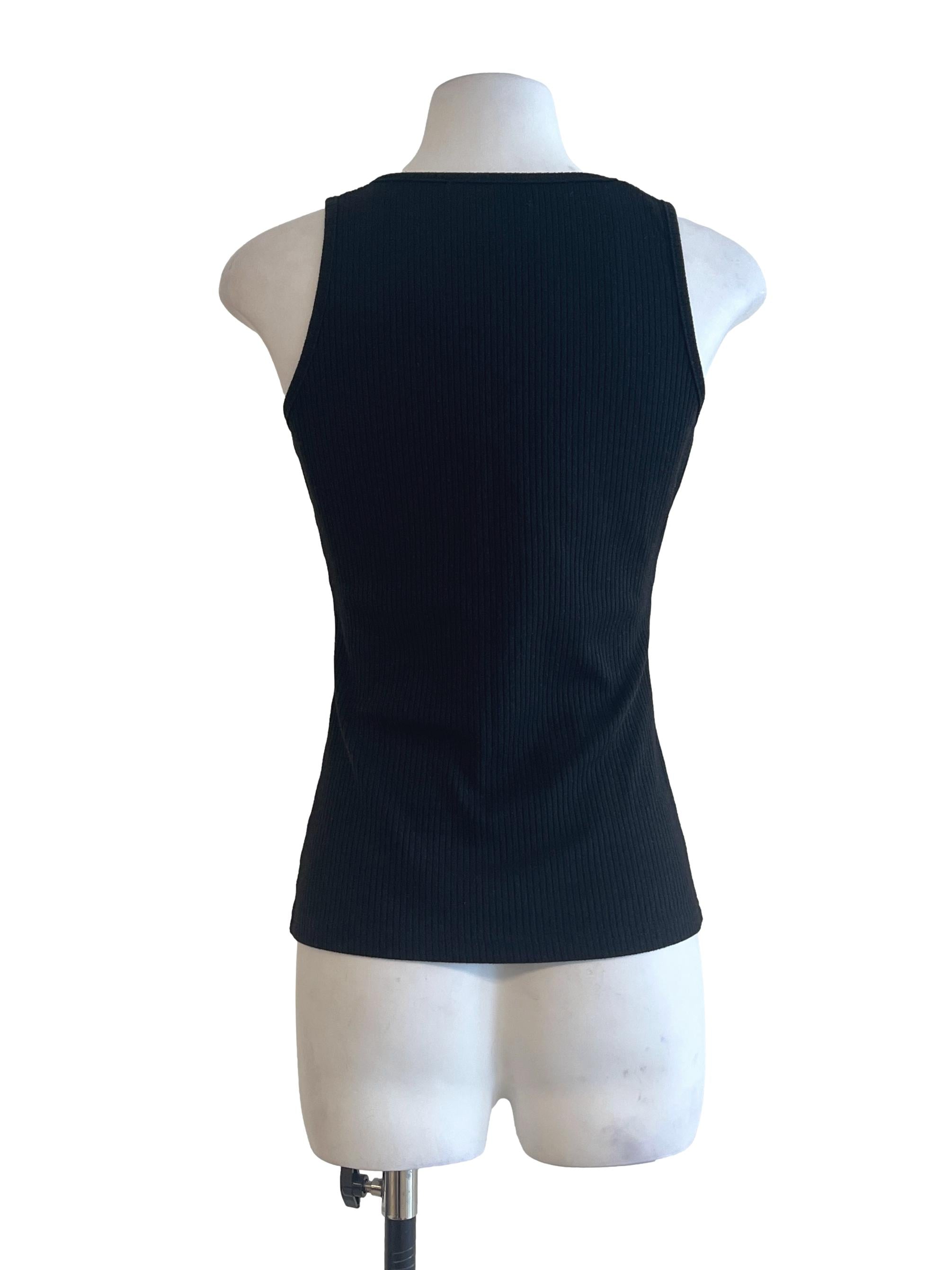 Onyx Black Square Neck Sleeveless Top