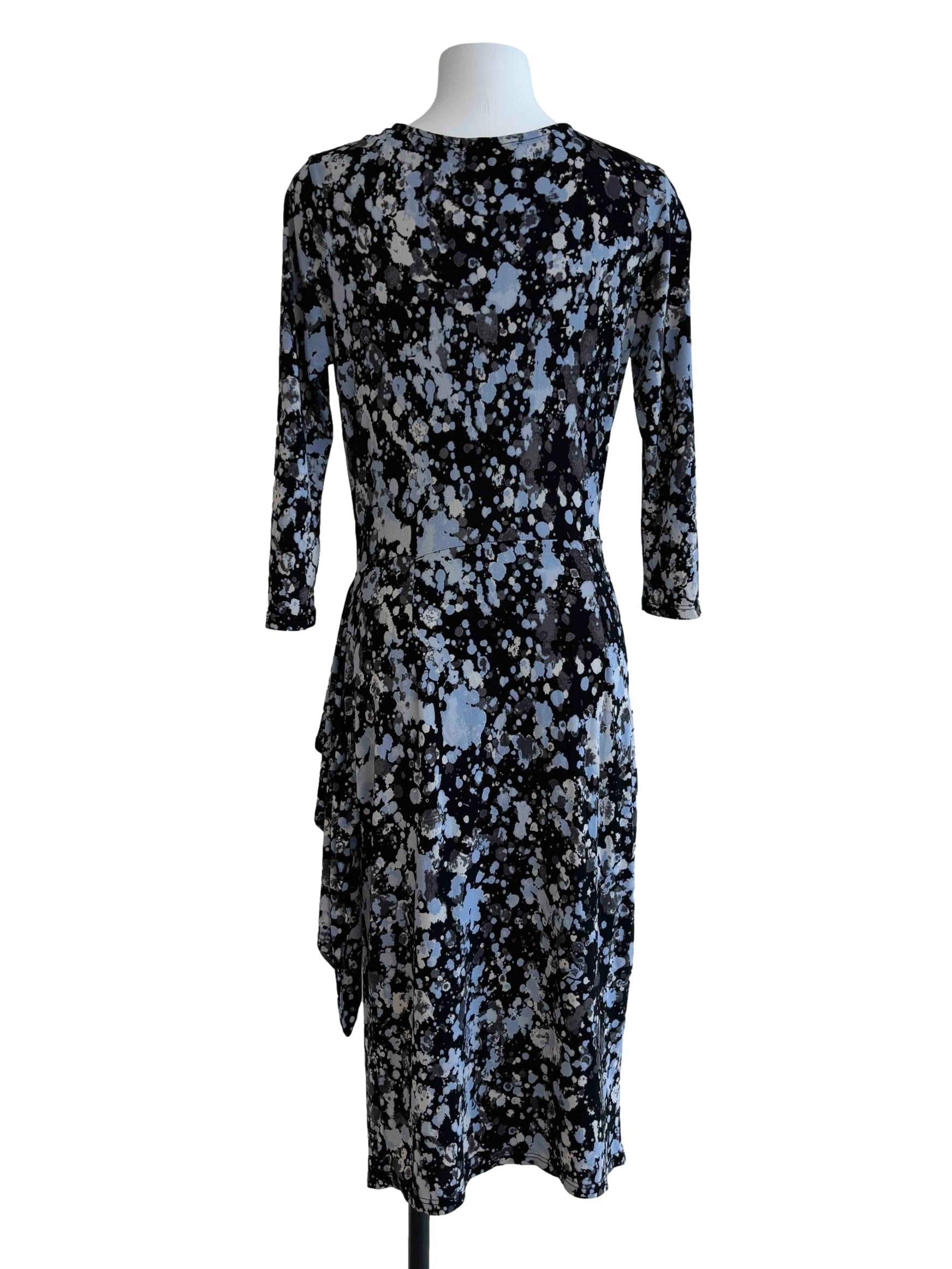 Blue Black Quarter Sleeve Splatter Dress CSN