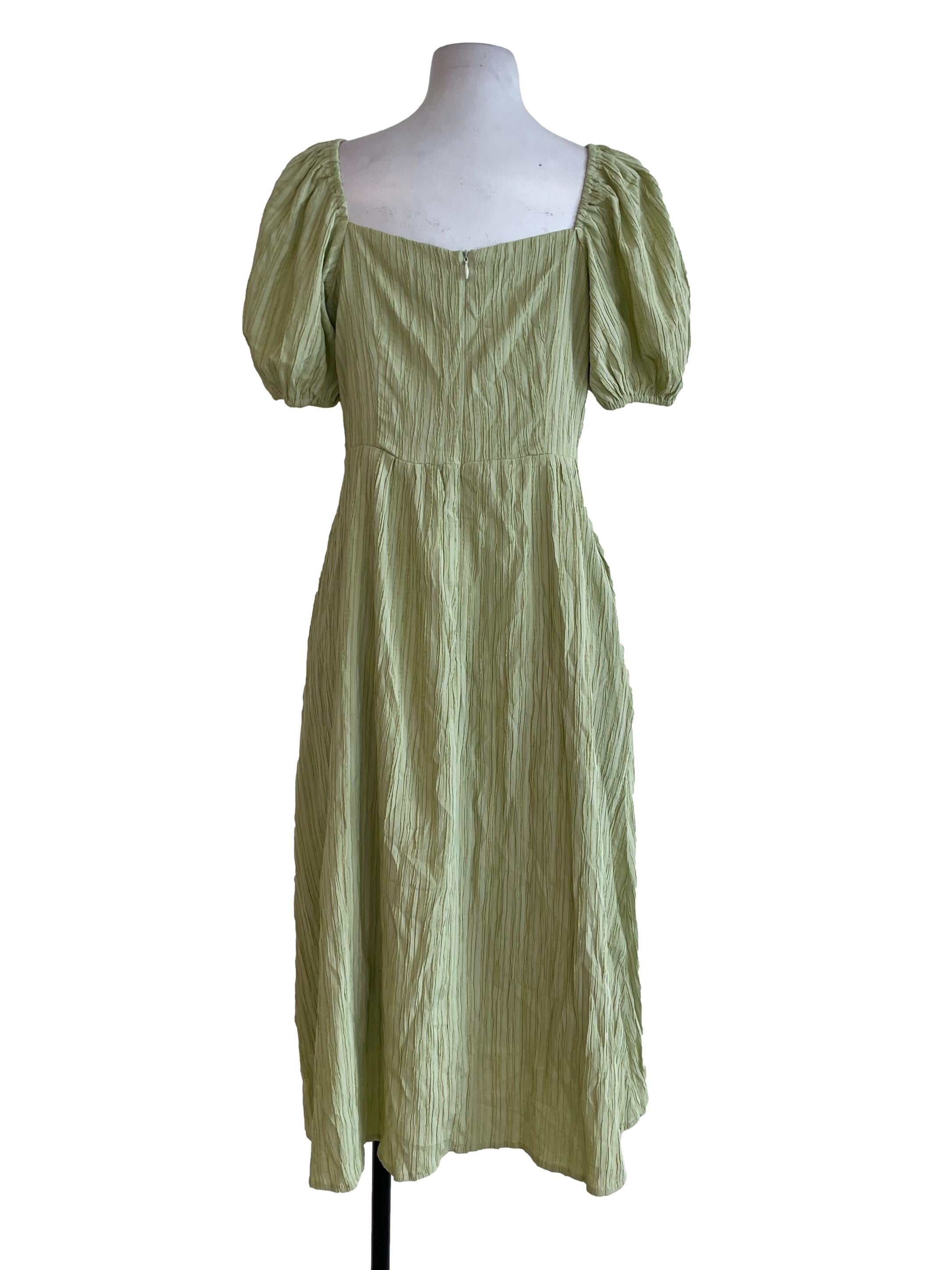 Light Green V Neck Dress